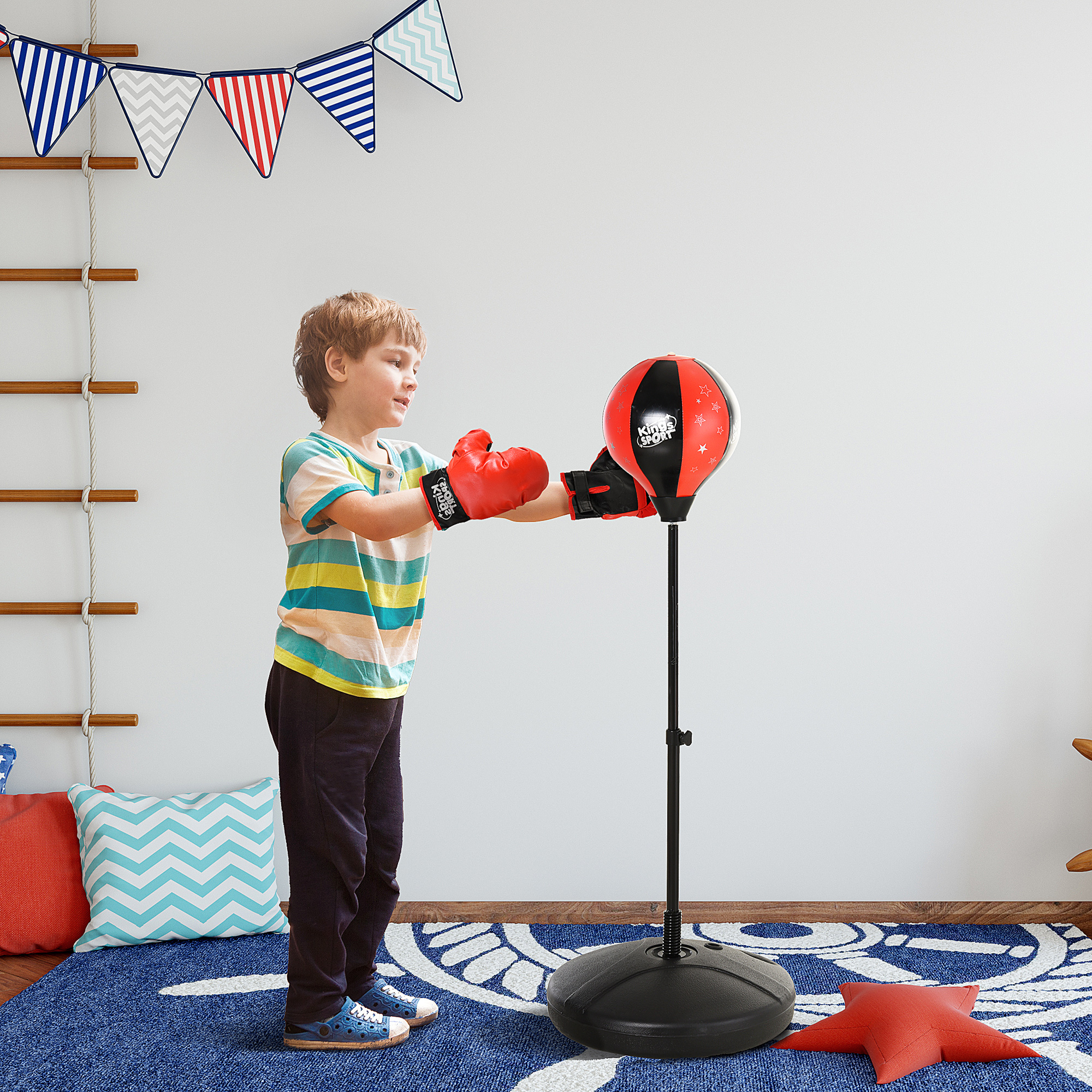 HOMCOM Adjustable Boxing Punch Ball Set with 360Â° Degree Rebound Spring, Fighting Game for Teenagers, 38x78-120cm