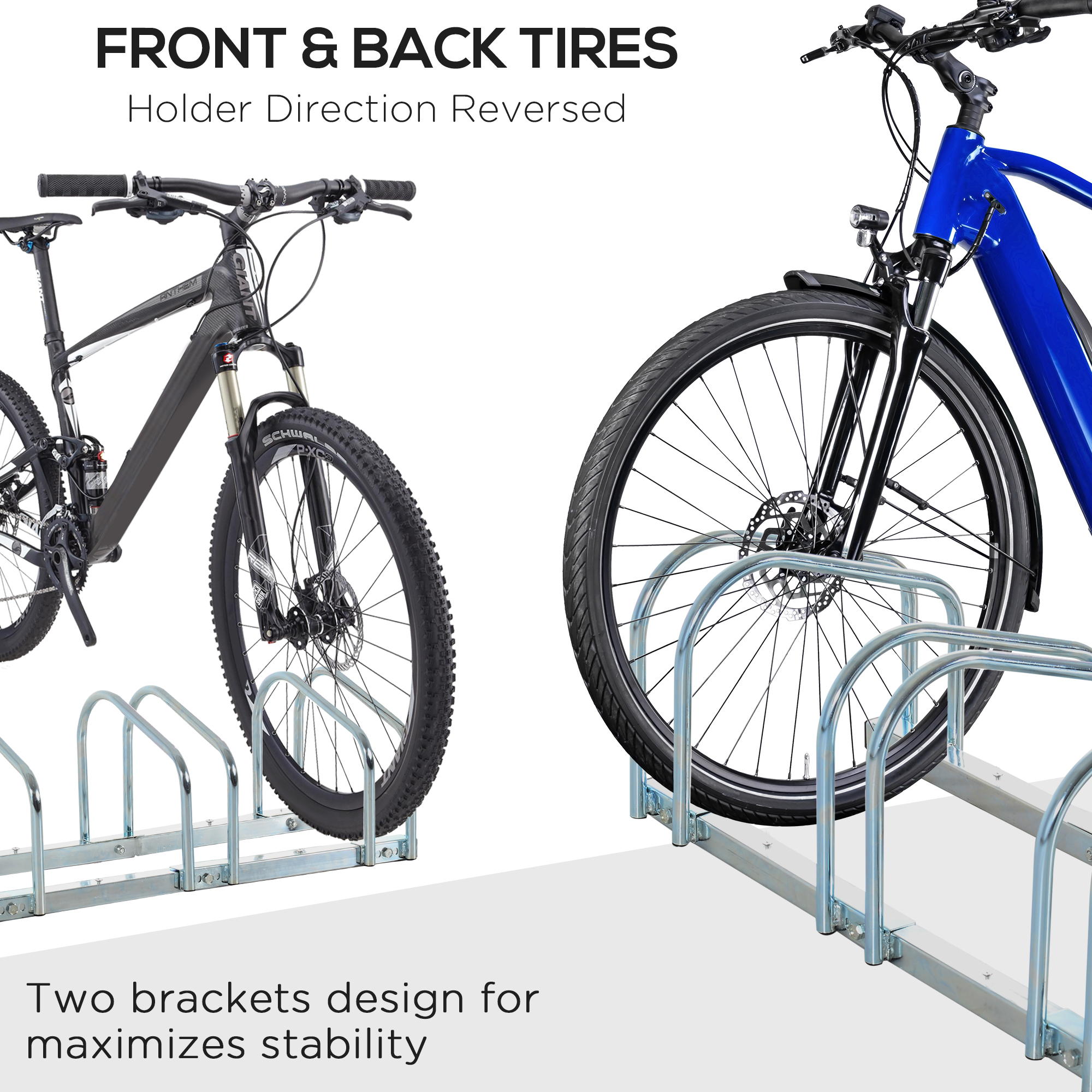 HOMCOM 4-Bike Floor Bike Stand Silver