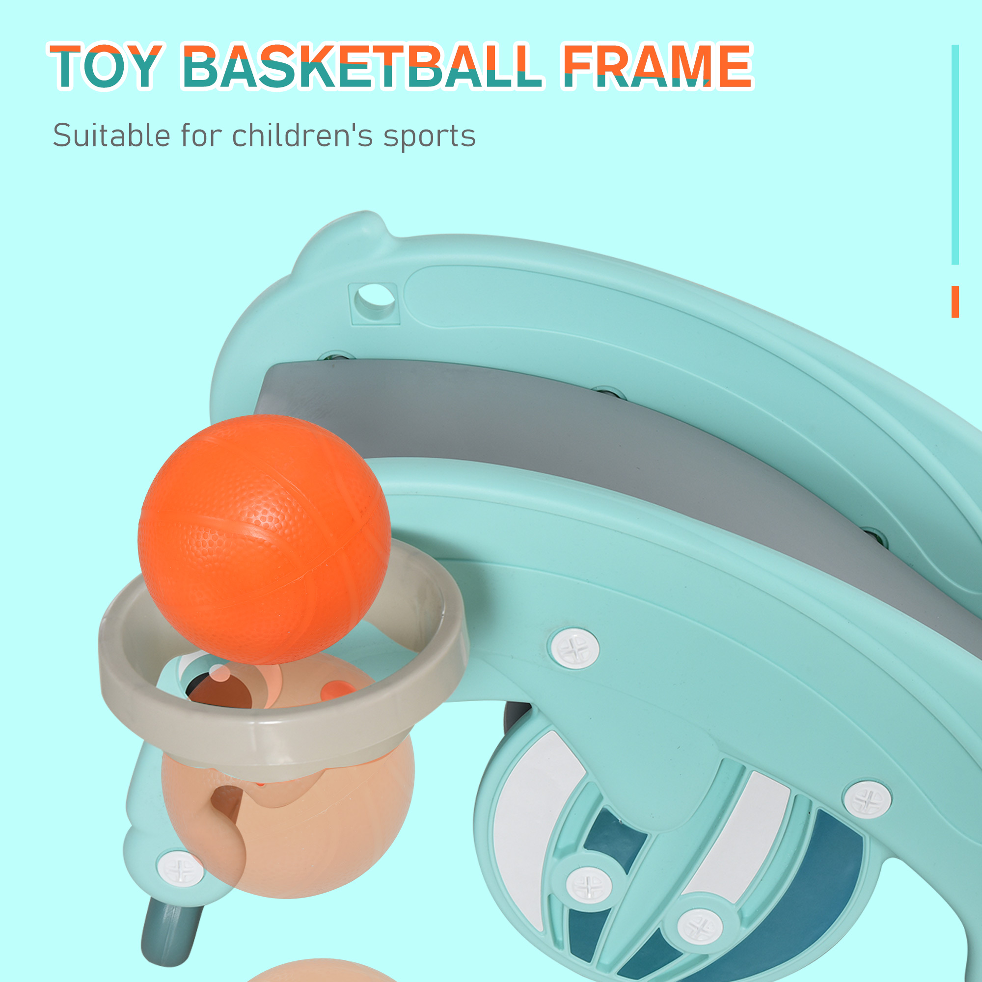 HOMCOM 3-in-1 Kids Slide with Basketball Hoop, Equipment Playground Toy, Toddler Slide Toddler Climber Slide Playset, Age 1.5-3, Green