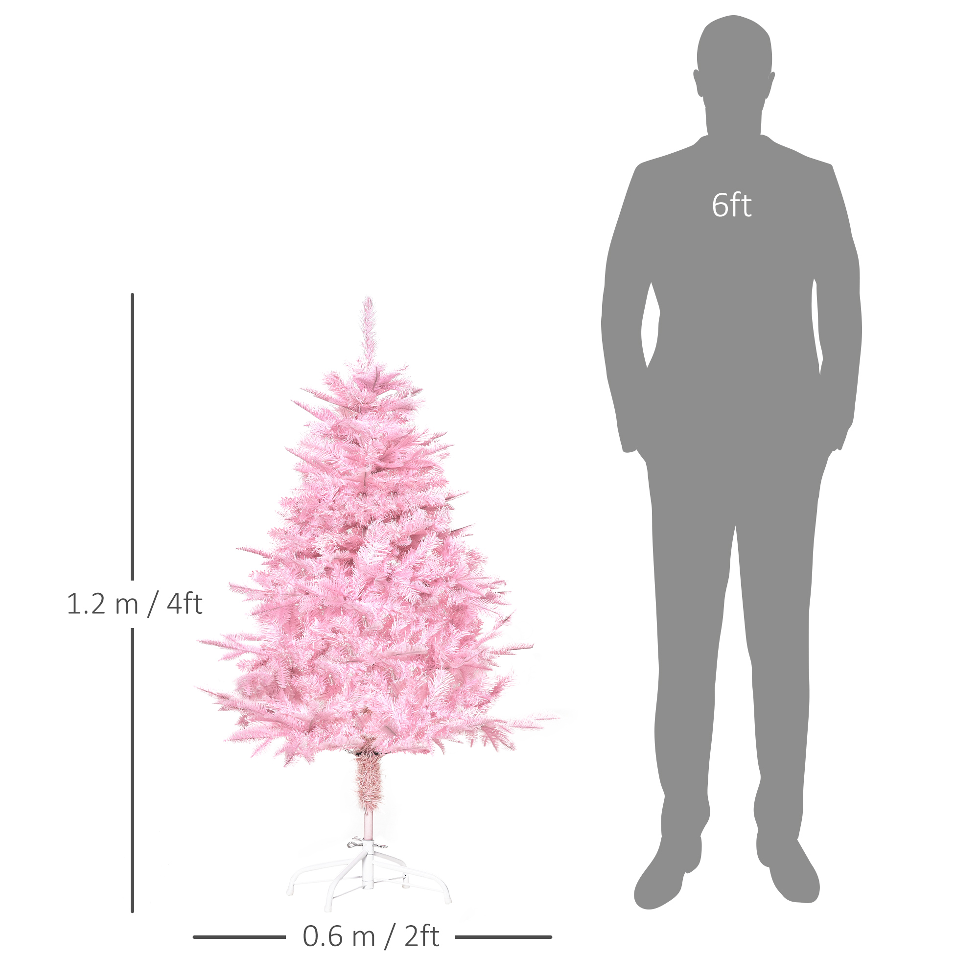 HOMCOM 4FT Pop-up Artificial Christmas Tree Holiday Xmas Holiday Tree Decoration with Automatic Open for Home Party, Pink