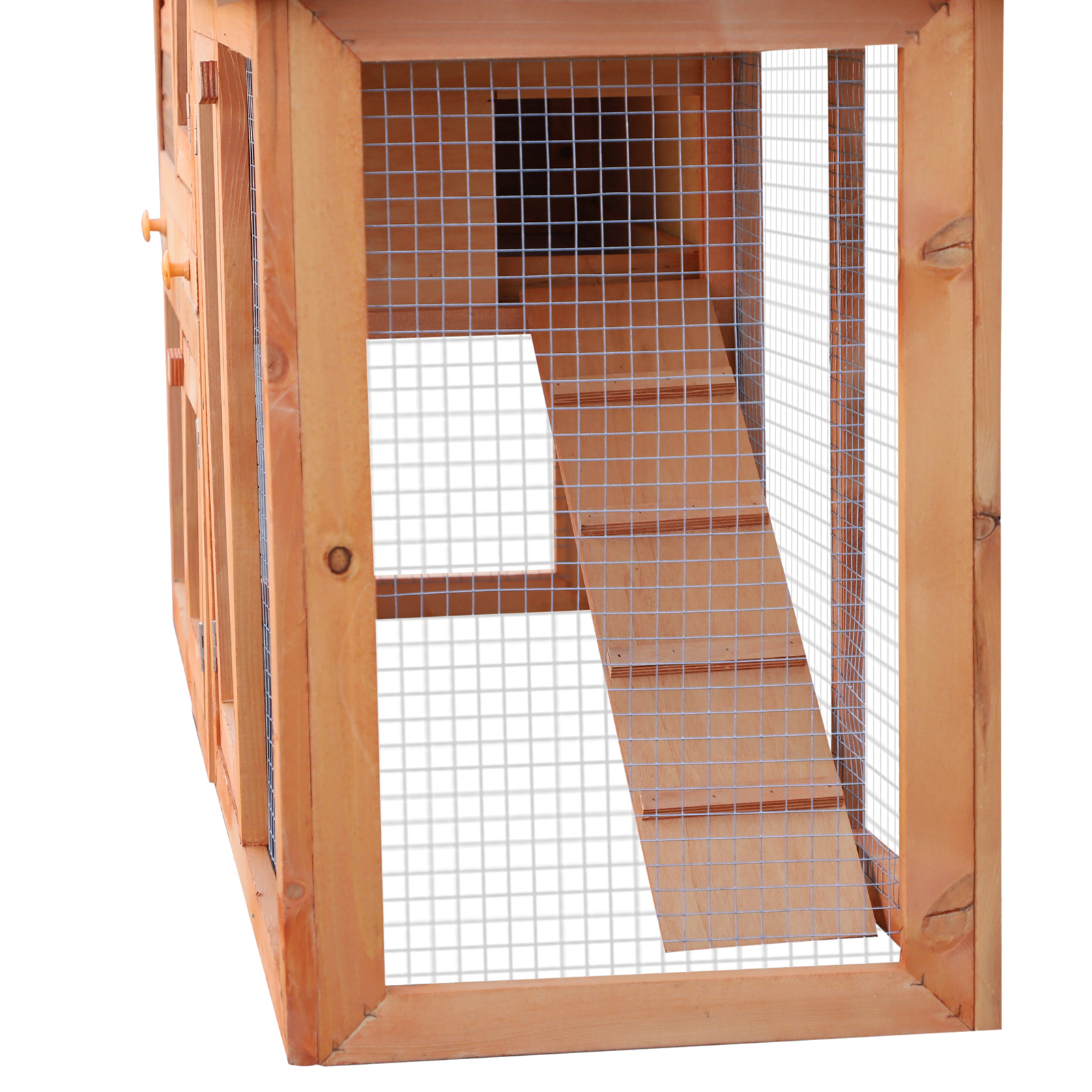 PawHut Wooden Rabbit Hutch and Run Guinea Pig Hutch Outdoor Bunny Cage Pull Out Tray Small Animal House 145 x 45 x 85 cm