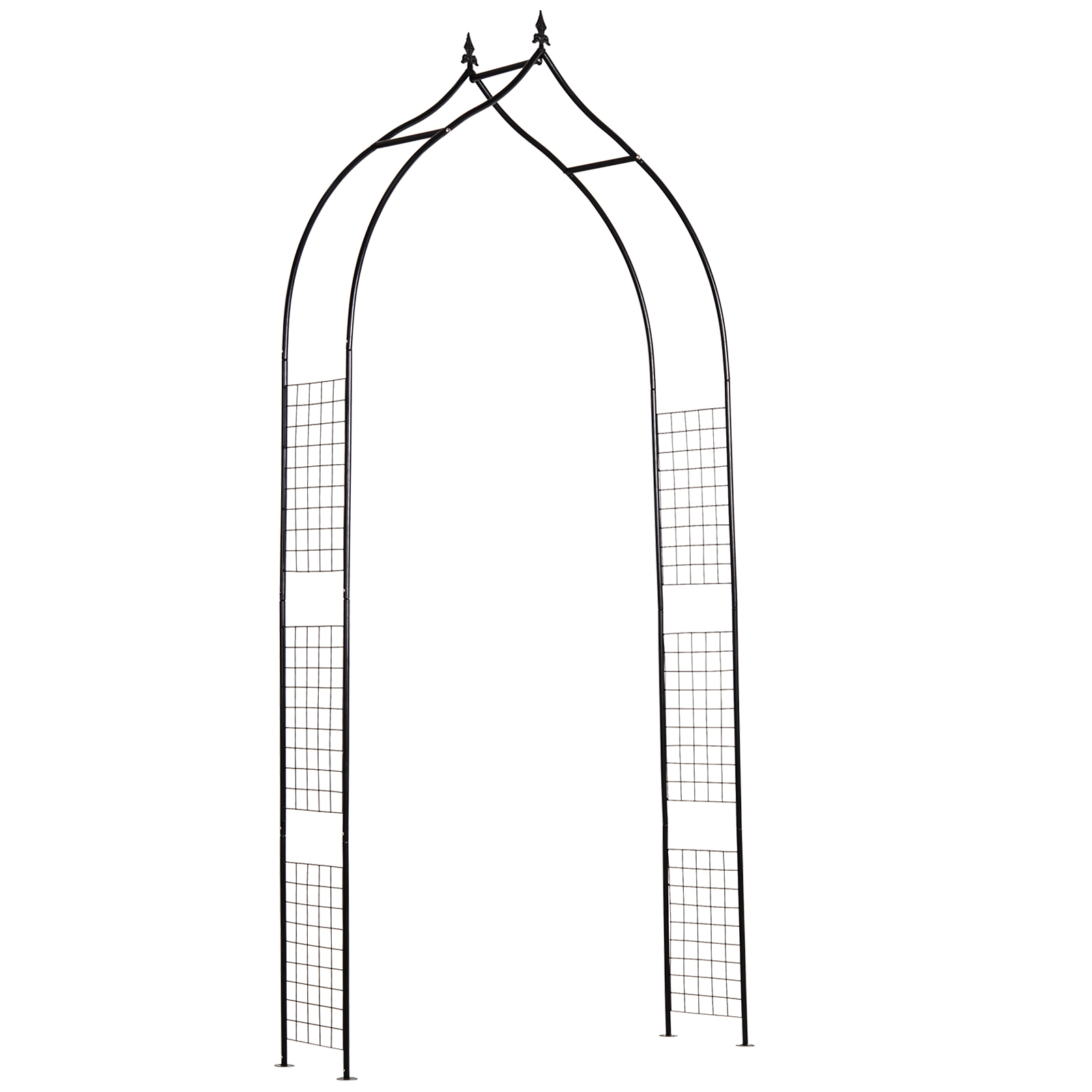 Outsunny Steel Frame Backyard Metal Pergola for Plants & Trellis Garden Arch Black