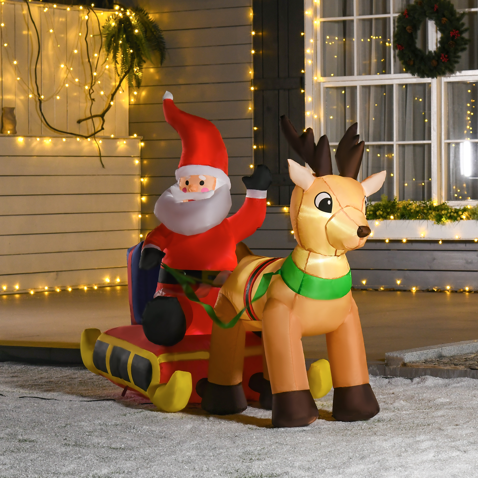 HOMCOM Inflatable Santa, Polyester, 122H cm-Multicolour