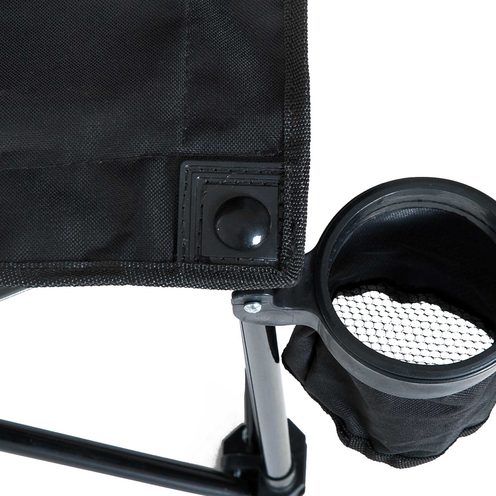 Outsunny 6 Seater Folding Sports Bench Outdoor Picnic Camping Portable Spectator Chair Steel Frame w/Cup Holder & Carry Bag - Black