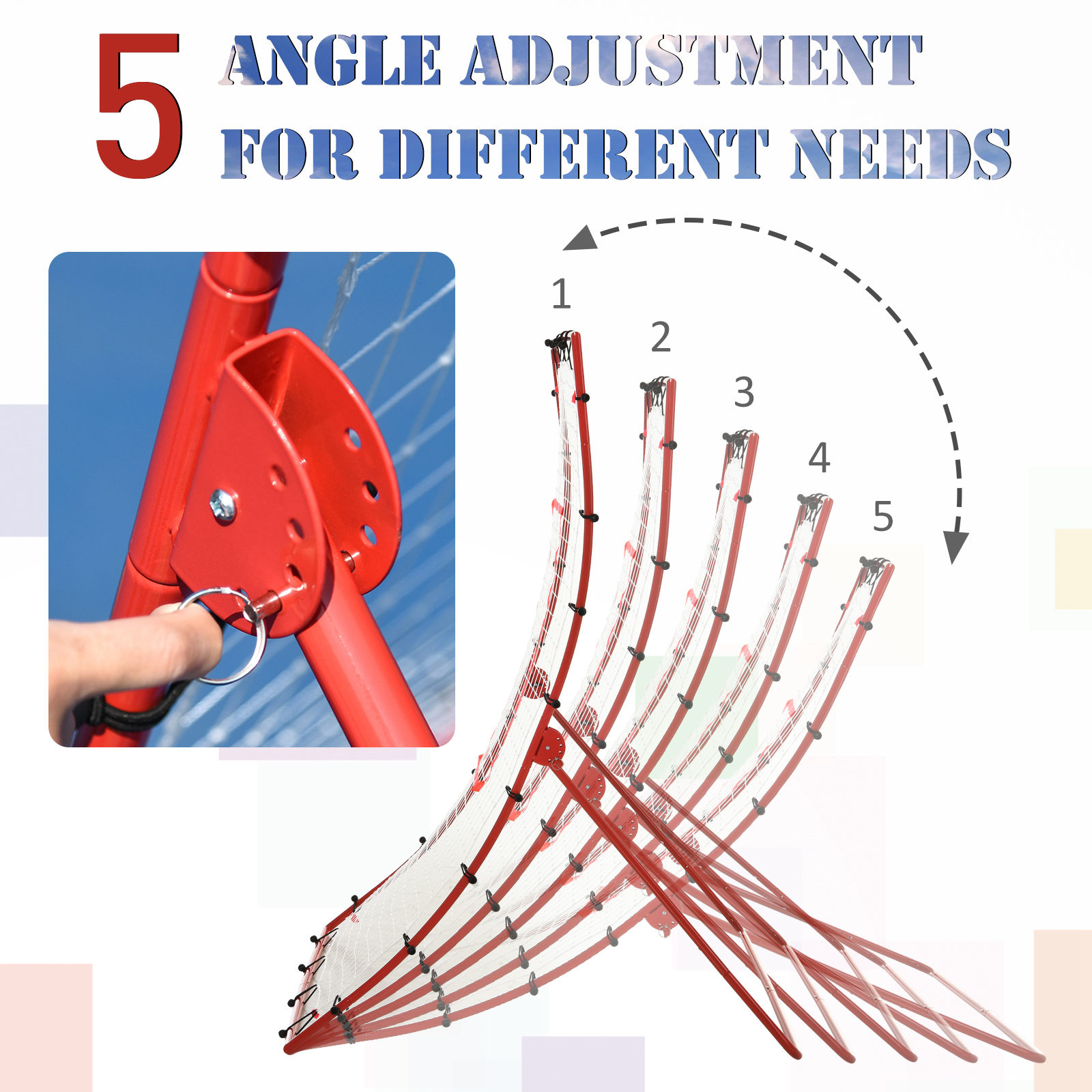 HOMCOM Steel Frame Adjustable 5-Angle Rebounder Goal Red/White