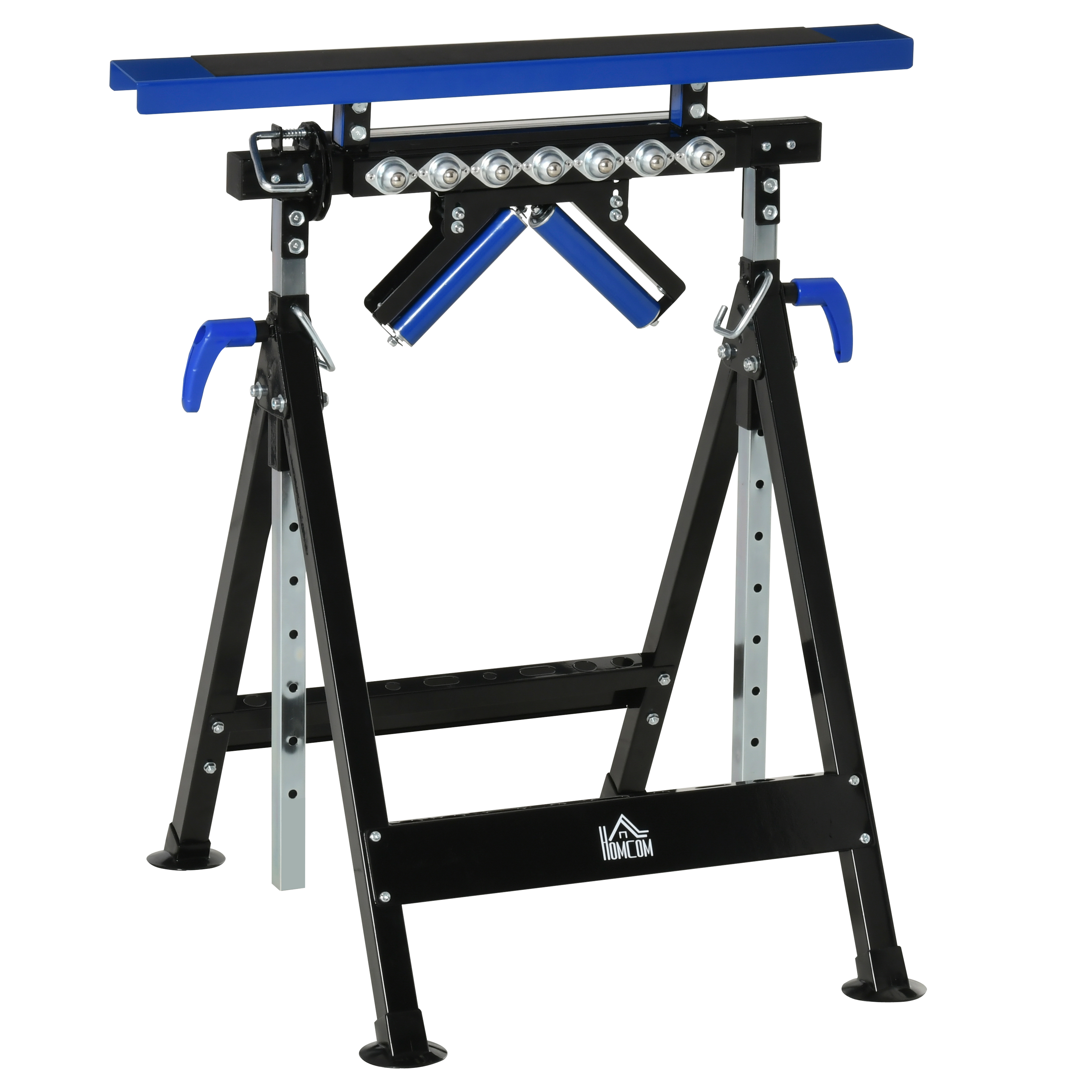 HOMCOM Multi-Function 4 in 1 Workbench Work Table, Ball Support Stand and Roller Trestle, Height Adjustable, Steel Frame