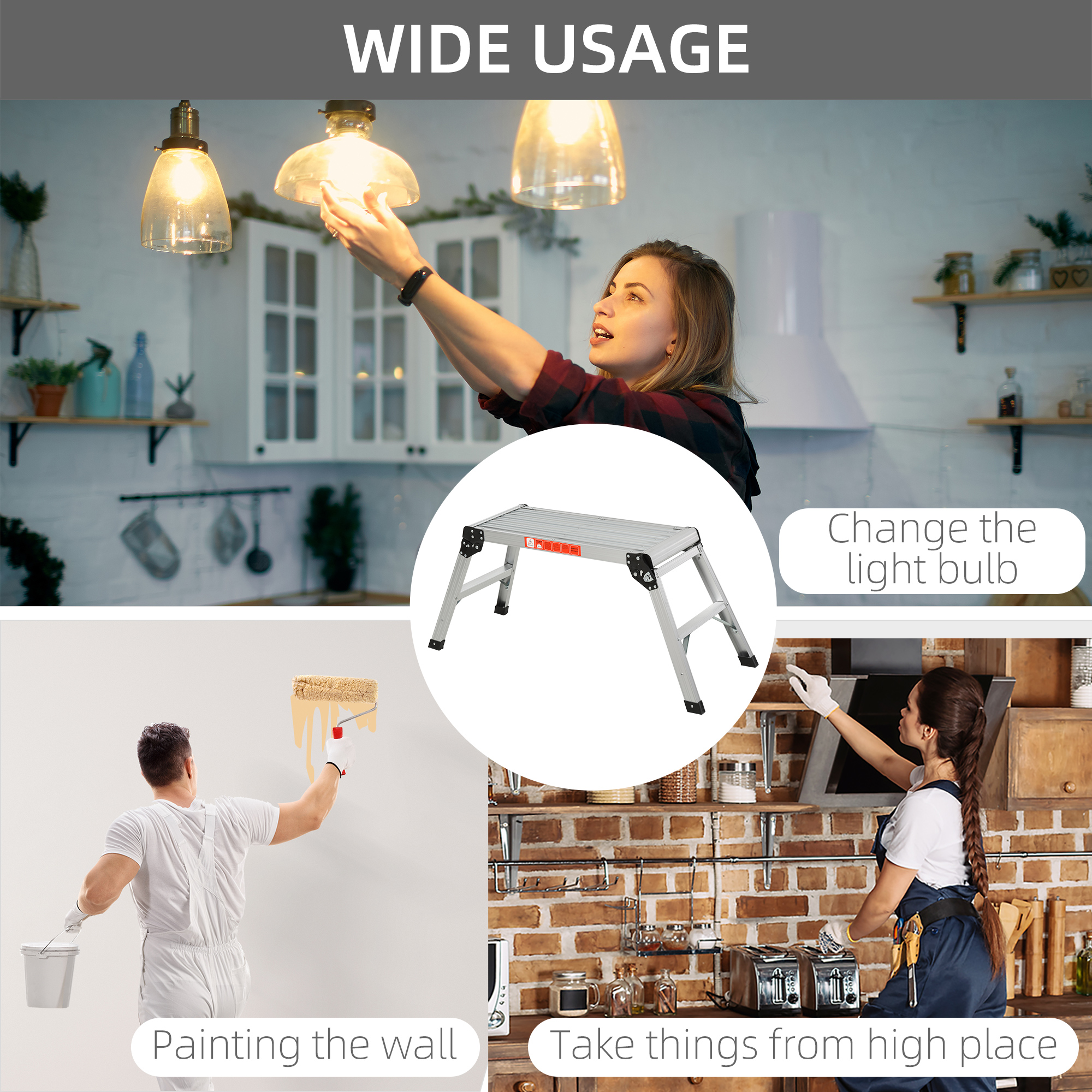 HOMCOM Folding Aluminum Workstand,109L x 40W x 50H cm