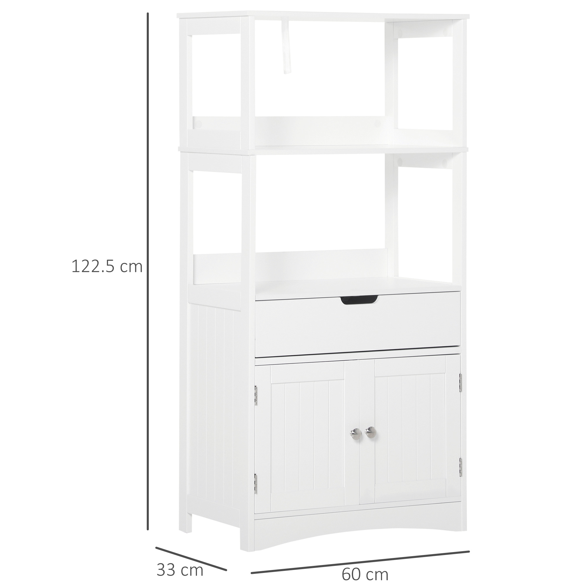 Kleankin Free Standing Bathroom Cabinet, Kitchen Cupboard with Shelves, Drawer, for Storage Organising, White