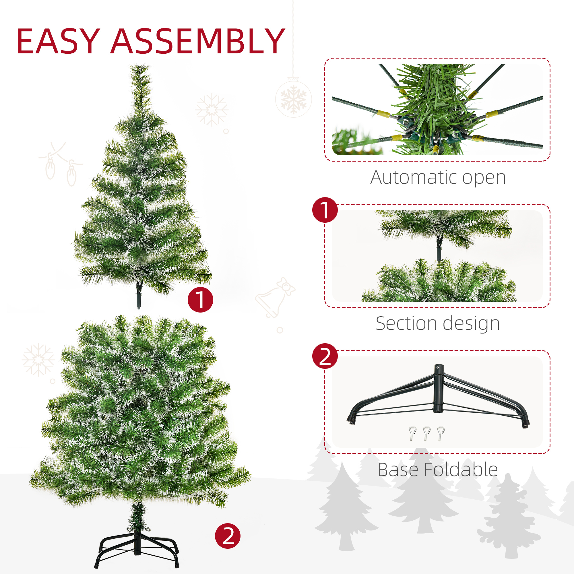 HOMCOM Artificial Christmas Tree, 1.5M-Green 