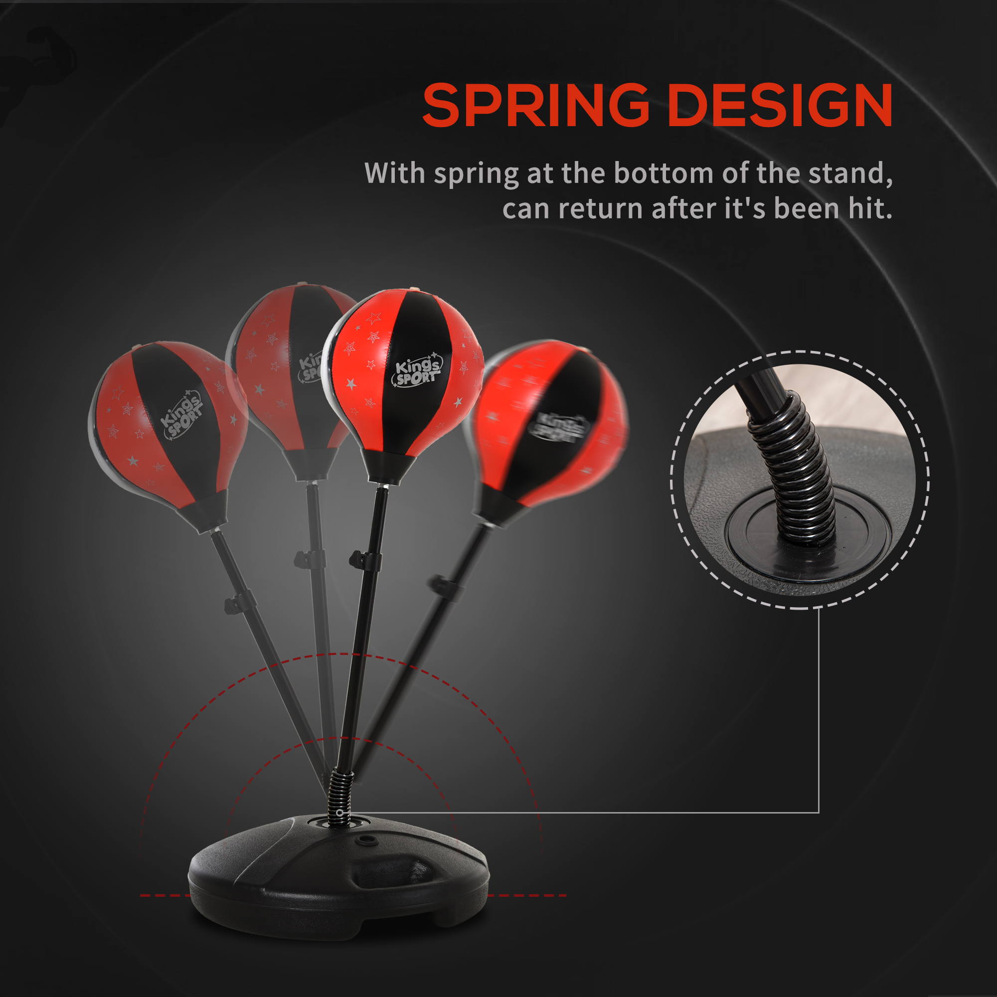 HOMCOM Adjustable Boxing Punch Ball Set with 360Â° Degree Rebound Spring, Fighting Game for Teenagers, 38x78-120cm