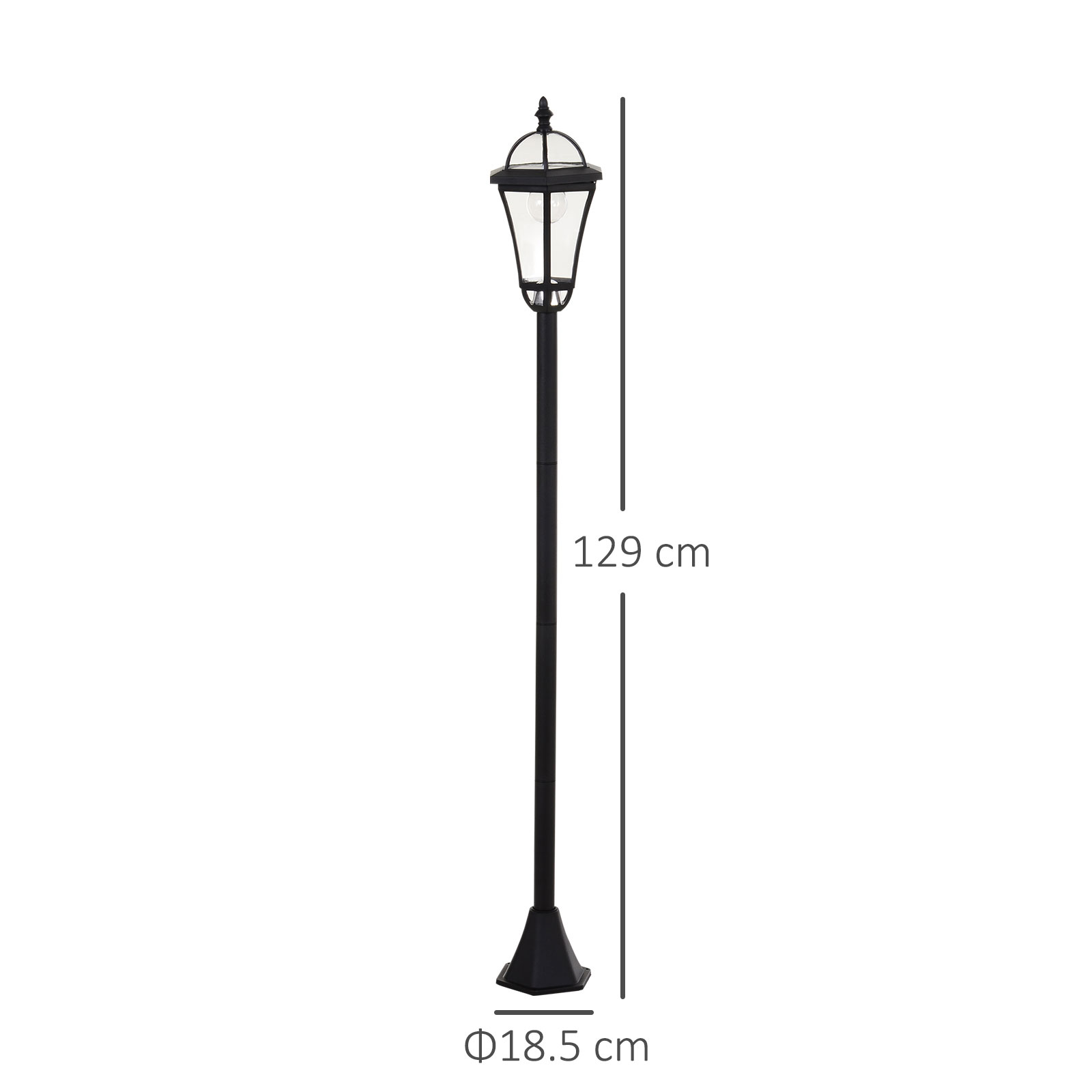 Outsunny Solar Powered LED Garden Lamp Post, 2 PCS Lantern for Patio Pathway, Water-Resistant, Auto Switch, Black