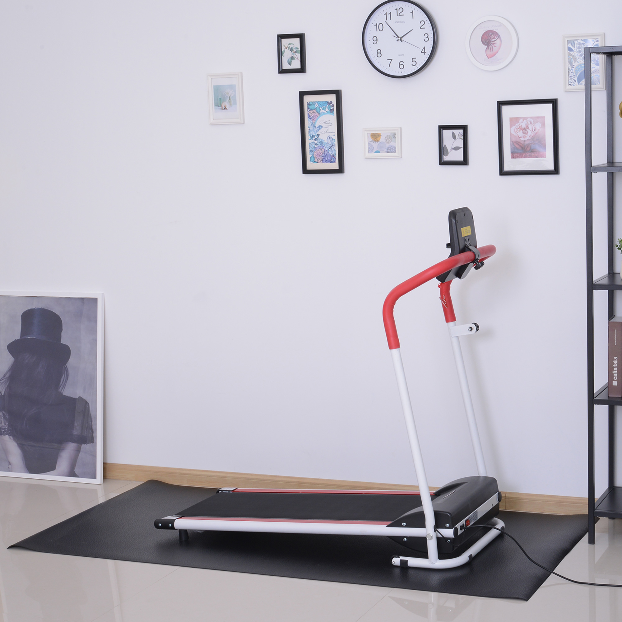 HOMCOM Equipment Mat for Gym Fitness, Thick Non-Slip Floor Protector for Treadmill, Exercise Bike 