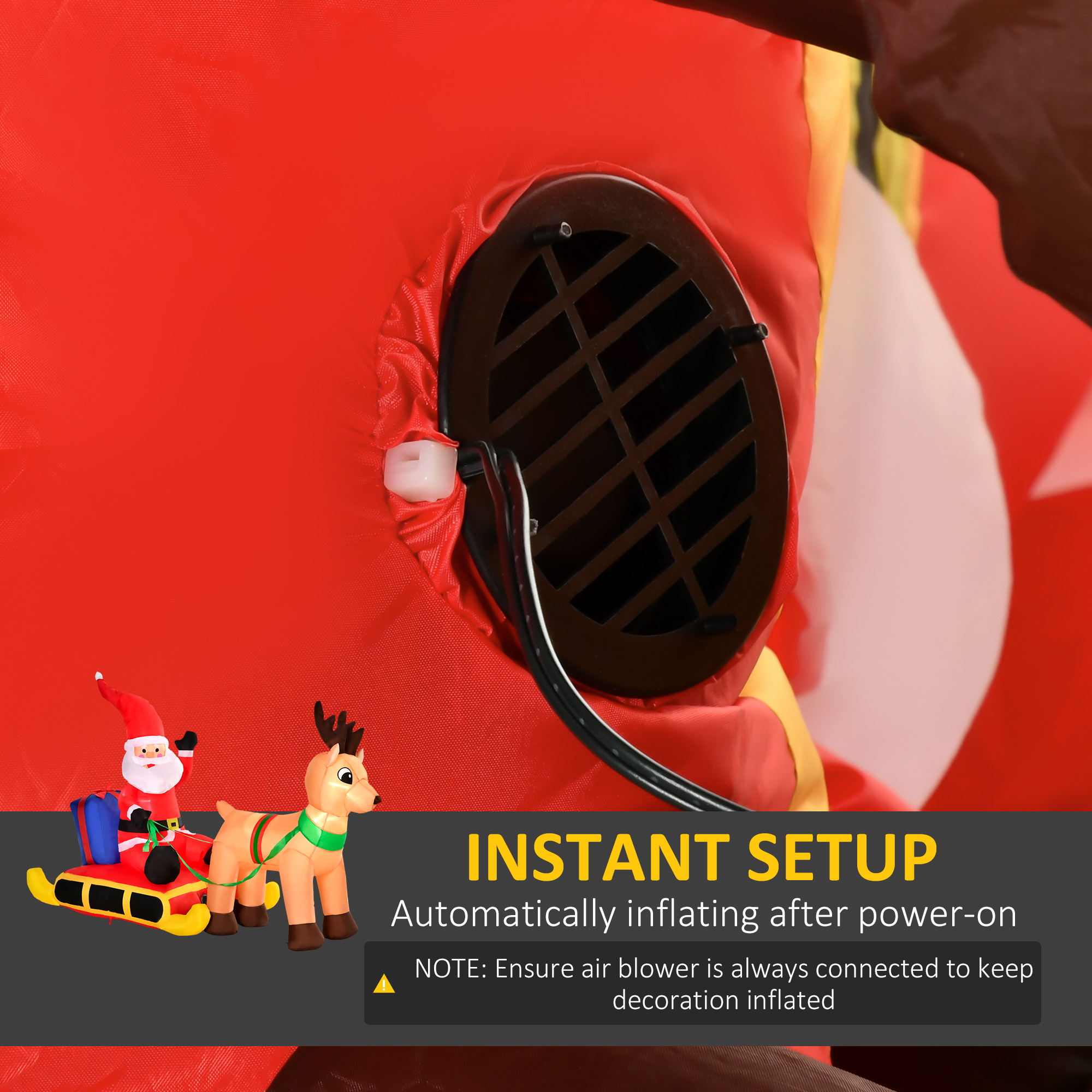 HOMCOM Inflatable Santa, Polyester, 122H cm-Multicolour