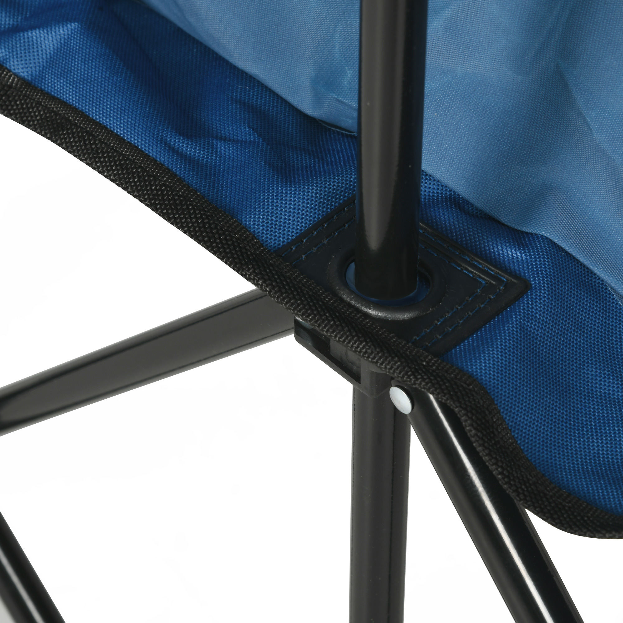 Outsunny 6 Seater Folding Sports Bench Outdoor Picnic Camping Portable Spectator Chair Steel Frame w/ Cup Holder & Carry Bag - Blue