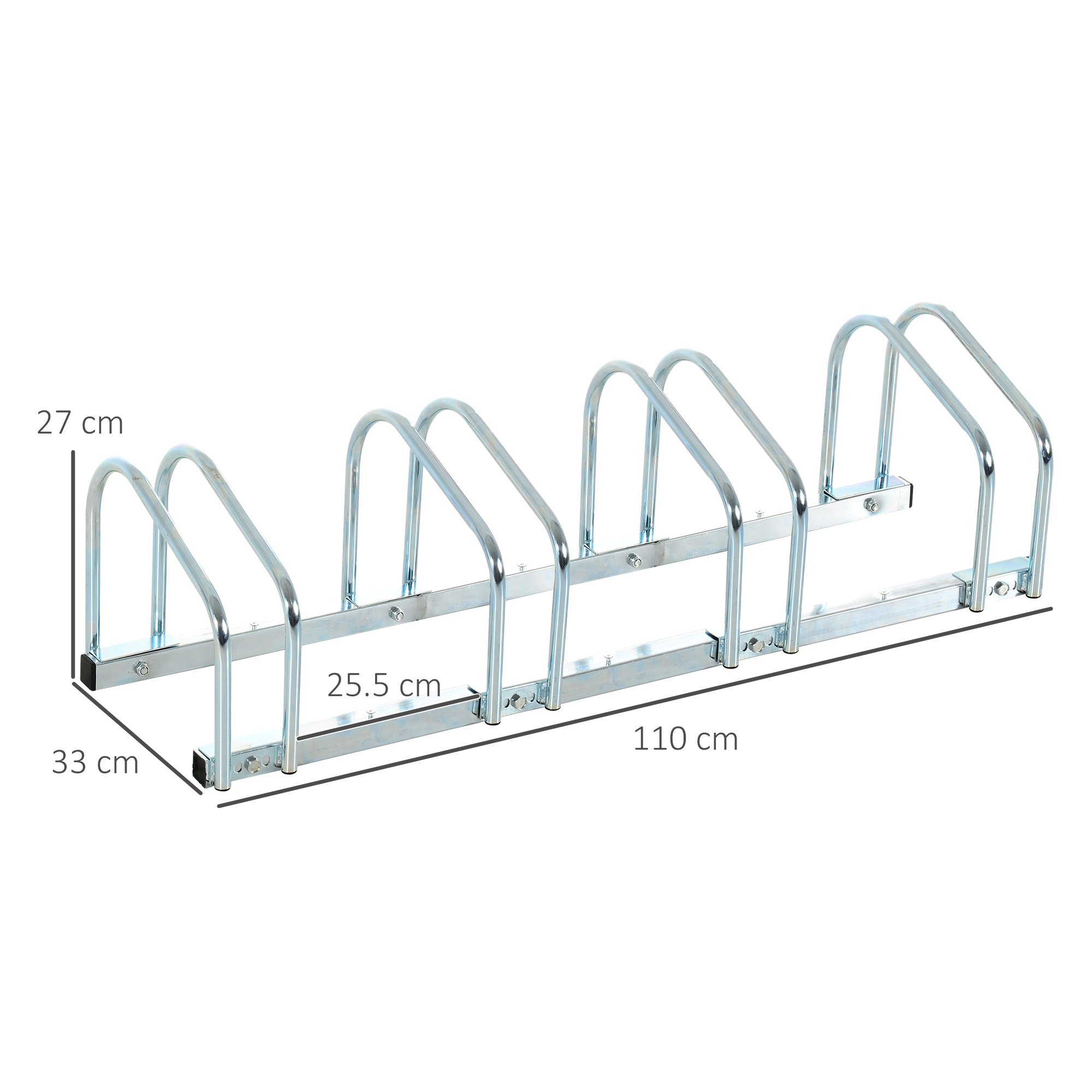 HOMCOM 4-Bike Floor Bike Stand Silver
