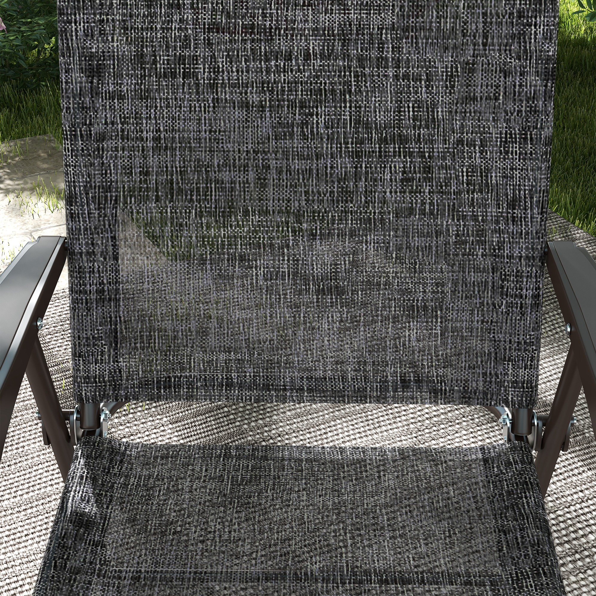 Outsunny Folding Chairs for Patio, Set of 2, Camping Sports Chairs with Armrest, Mesh Fabric Seat, Grey