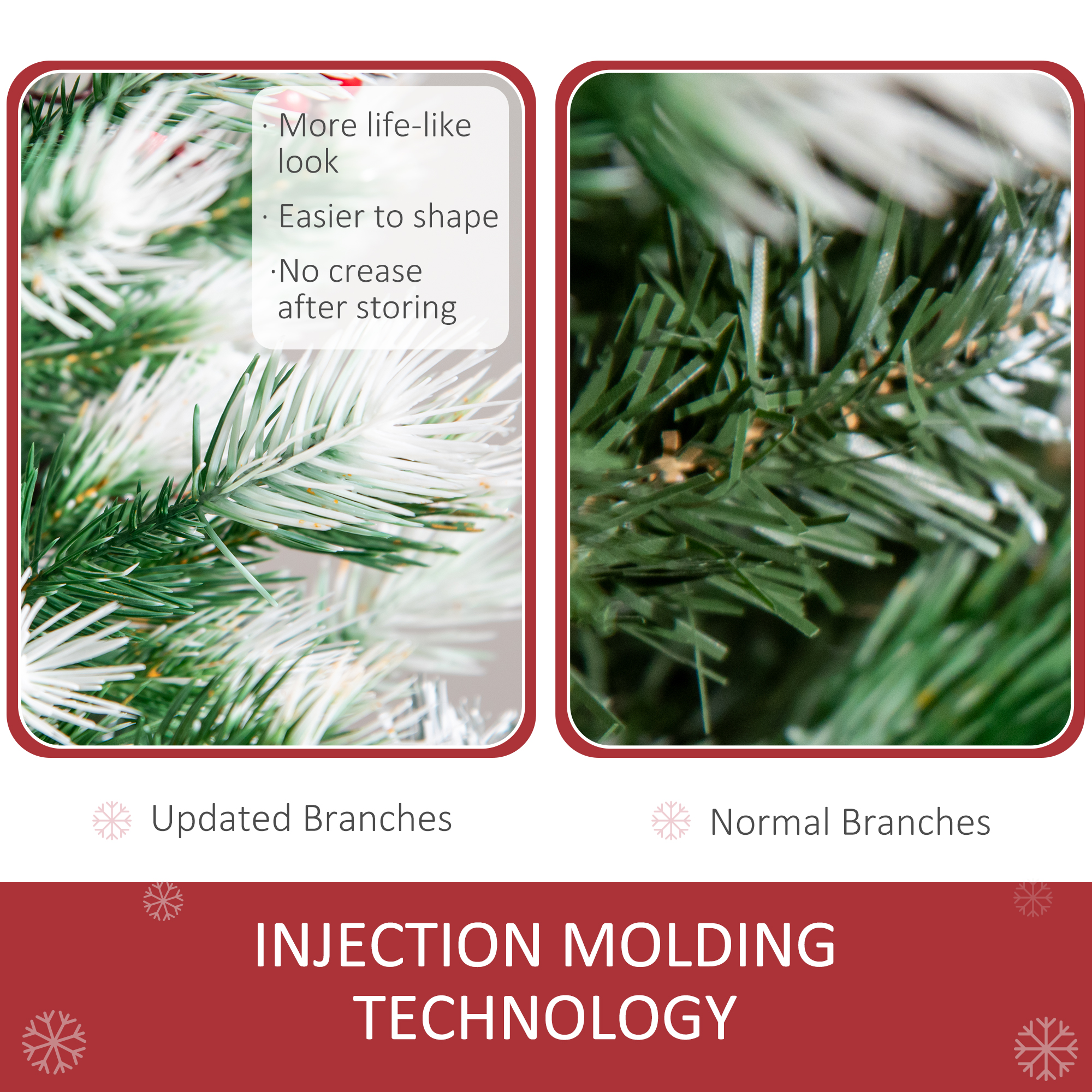 HOMCOM 5ft Artificial Snow-Flocked Pine Tree Holiday Home Christmas Decoration with Red Berries - Green