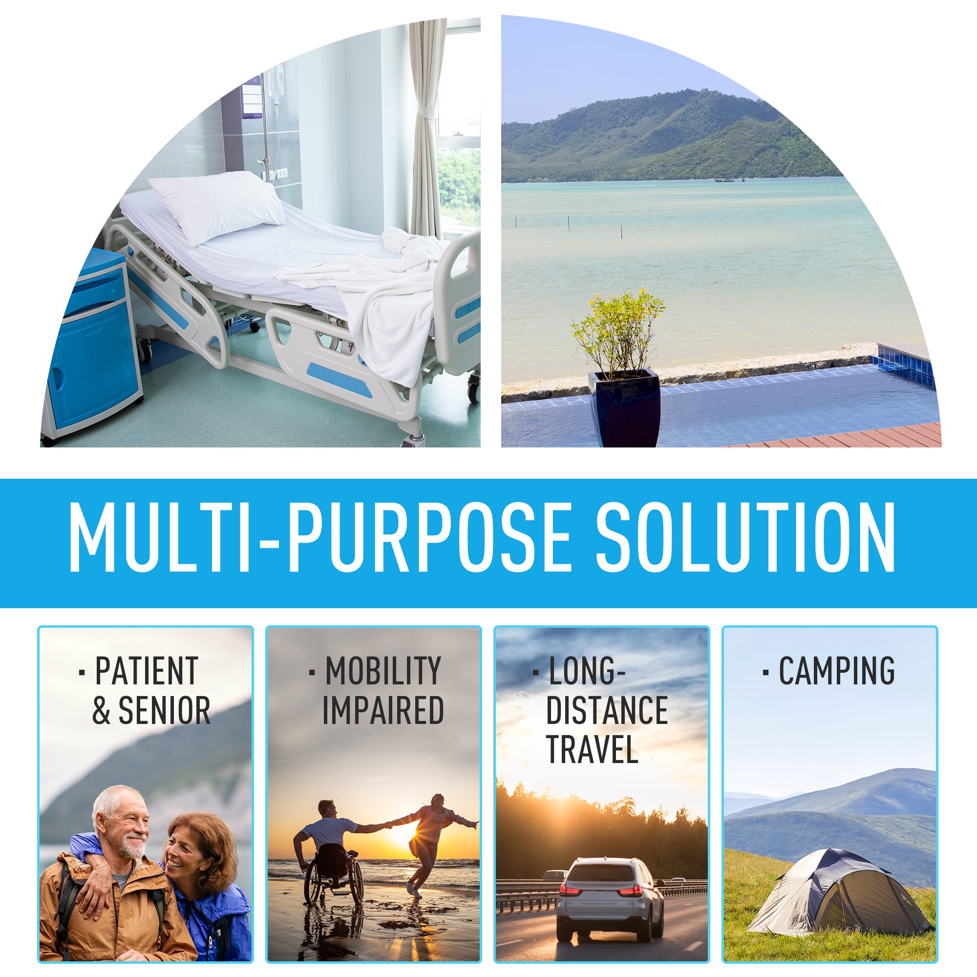 Outsunny Portable Travel Mobile Toilet Outdoor Camping Handle WC Grey