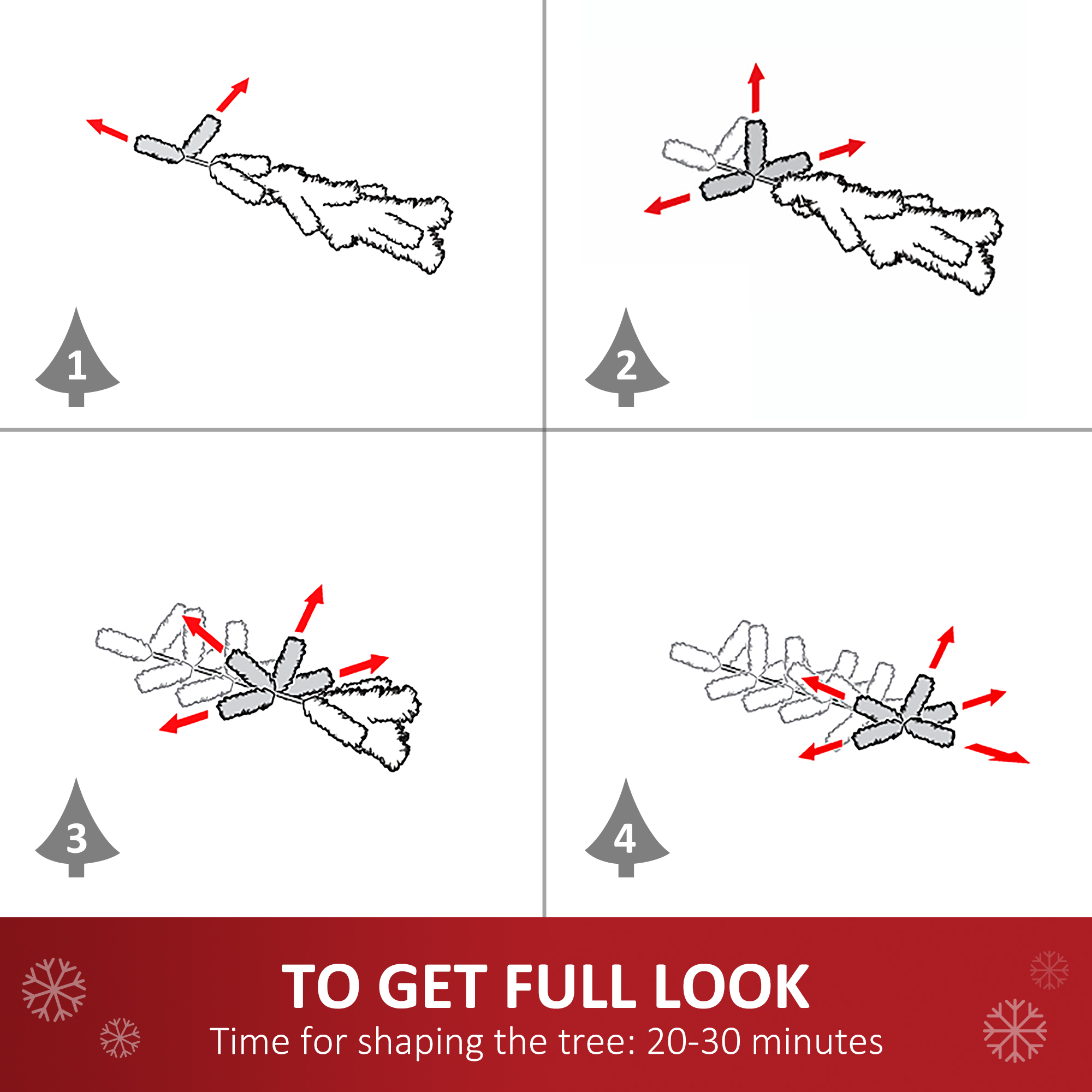 HOMCOM 6FT Artificial Snow Dipped Christmas Tree Xmas Pencil Tree Holiday Home Indoor Decoration with Foldable Feet White Berries Dark Green