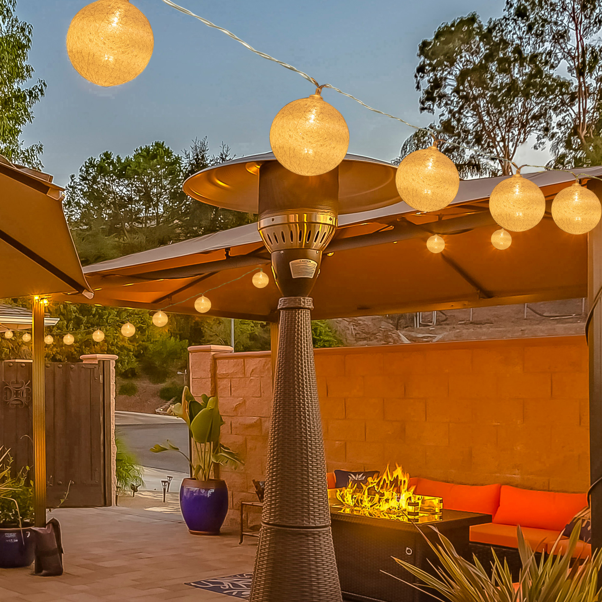 Outsunny 4-Pack Garden String Lights, Total 70ft 80 LED Globe Lights, Hanging Festoon Lights for Outdoor/Indoor, Party, Festival Docor