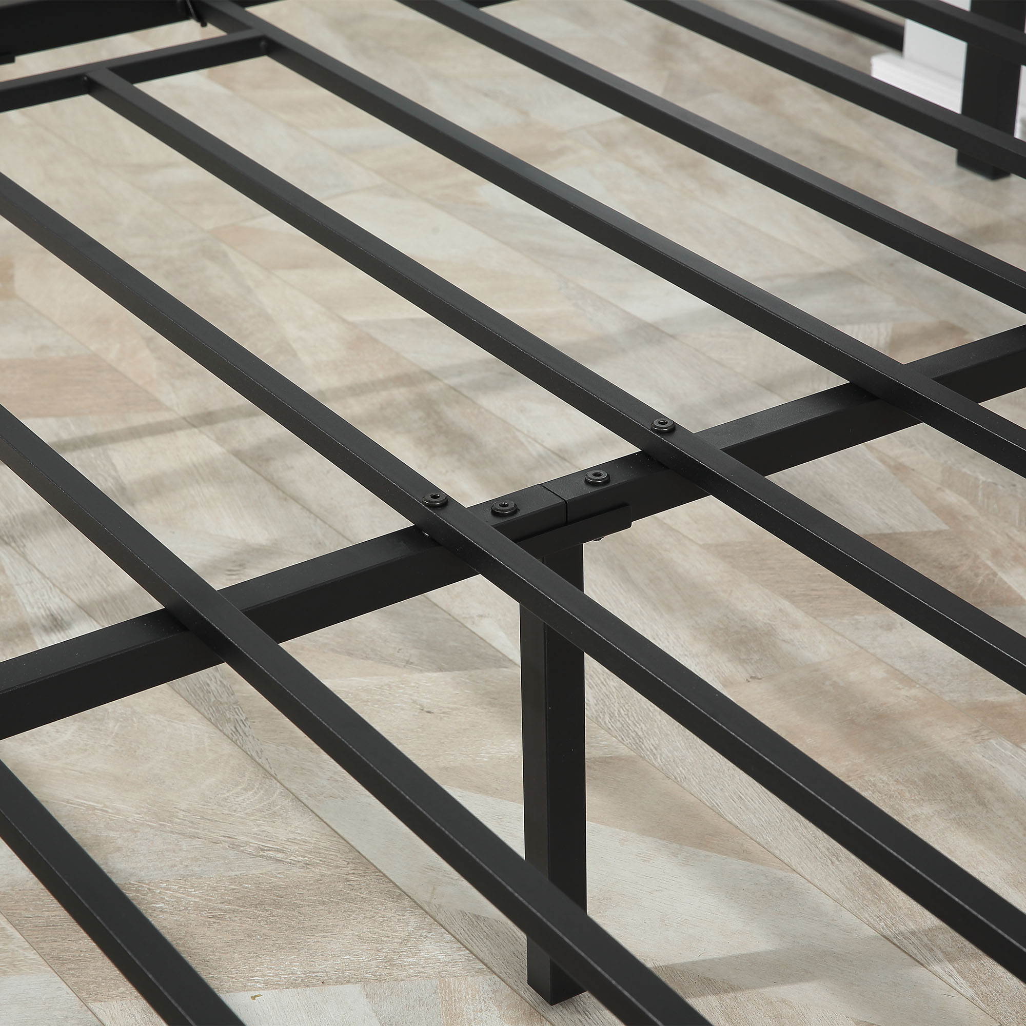 HOMCOM Full Bed Frame with Headboard & Footboard, Strong Slat Support Twin Size Metal Bed w/ Underbed Storage Space, No Box Spring Needed