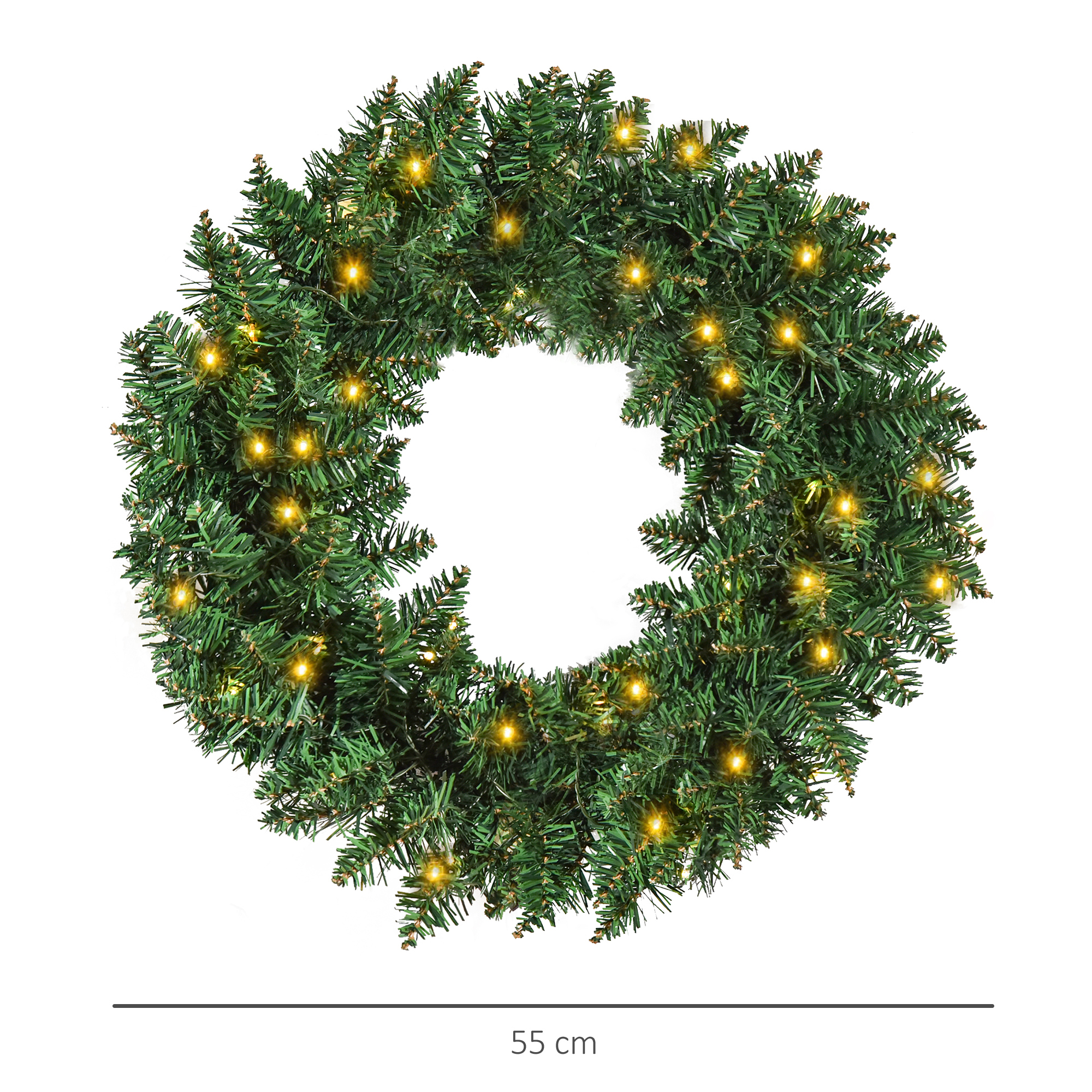 HOMCOM Christmas Wreath Decoration, 50 LED Lights