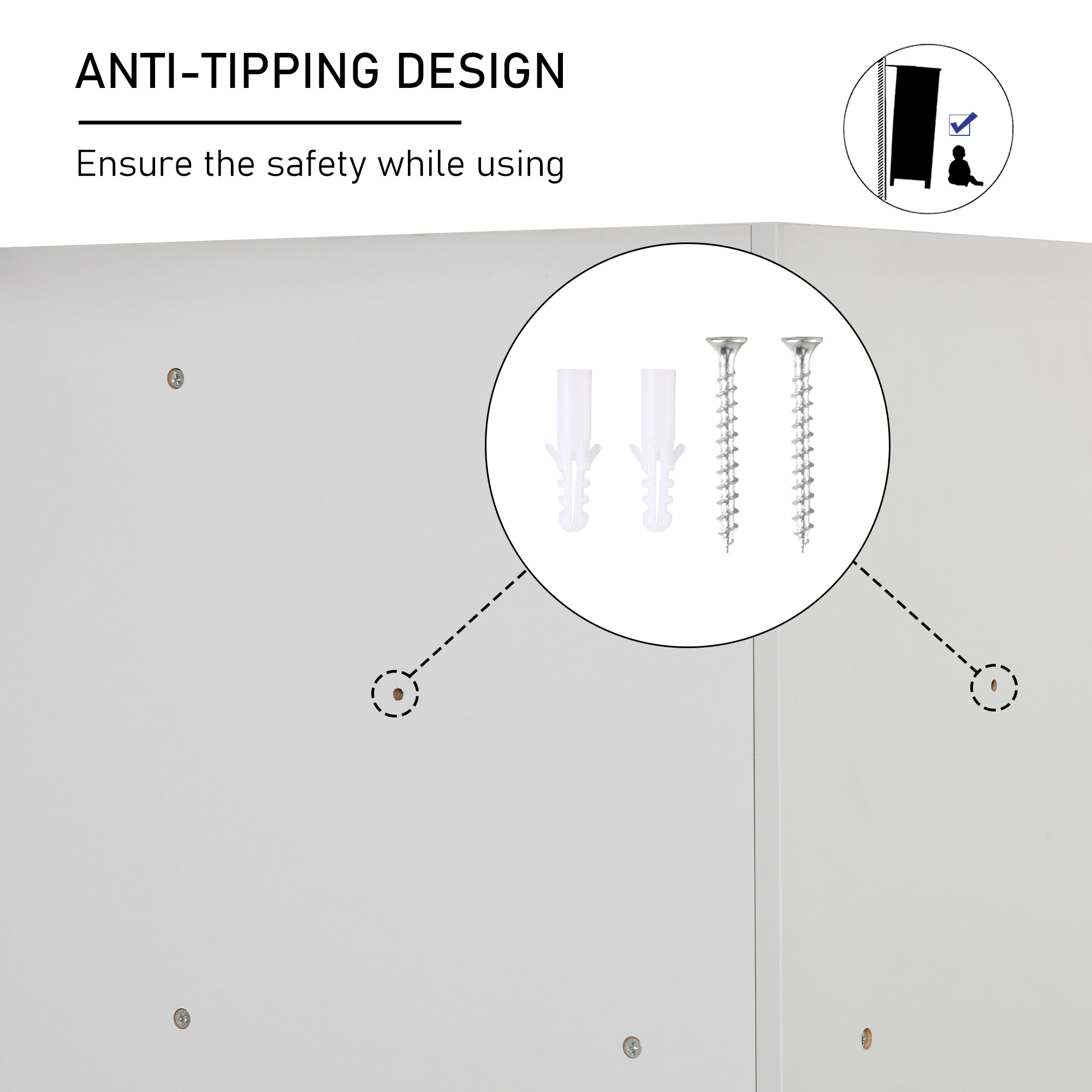 HOMCOM Kids Storage Cabinet Corner Toy Storage Organizer Bookcase Rack for Children's Play Room/Bedroom with Anti-tipping Hardware Drawers, Grey