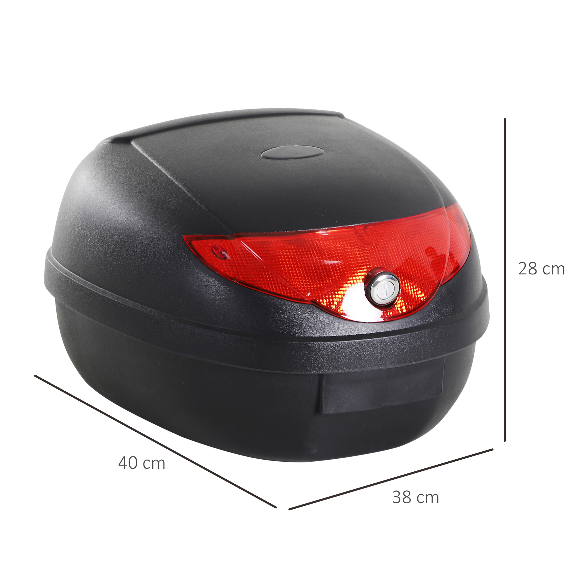 HOMCOM Motorcycle Top Box with Reflectors, 24L Luggage Case, Secure & Waterproof, Black/Red
