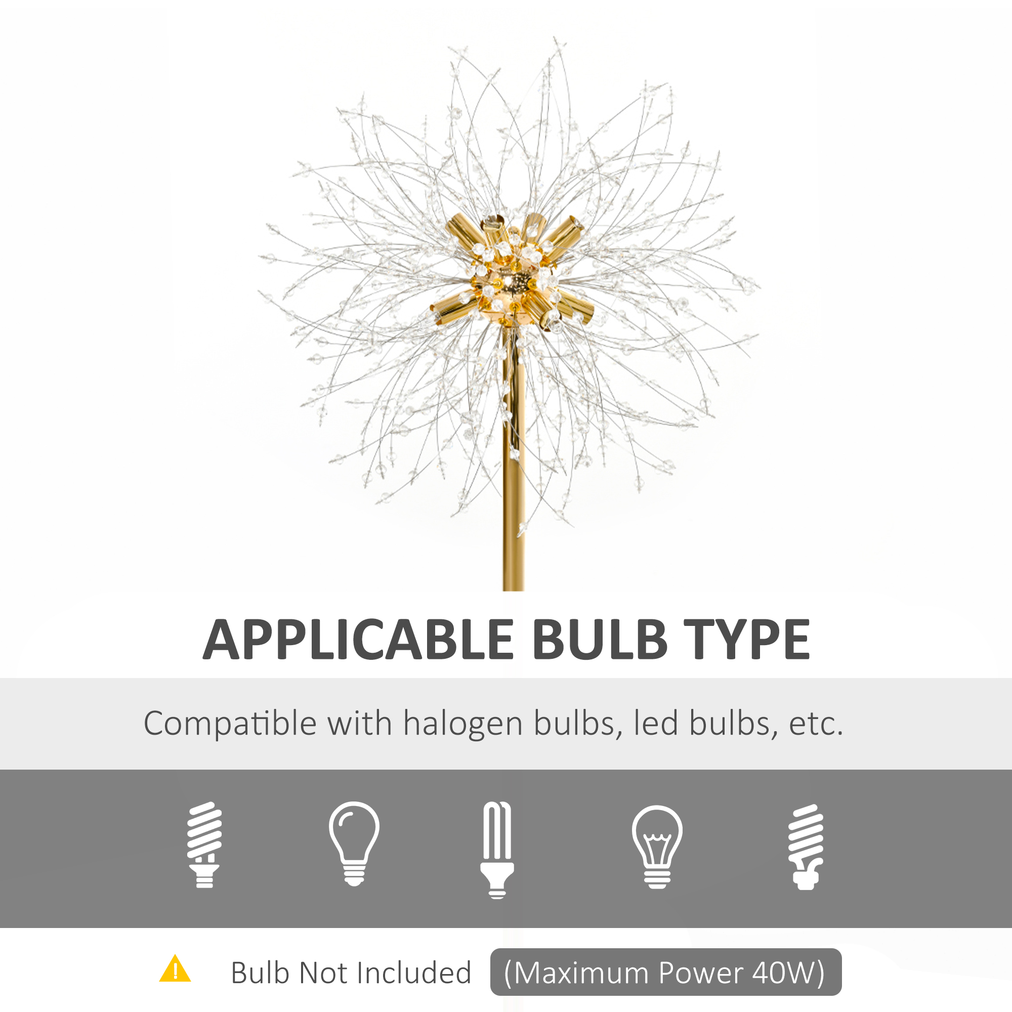 HOMCOM Modern Floor Lamp, Tall Standing Lamp with Dandelion-like Lampshade for Living Room