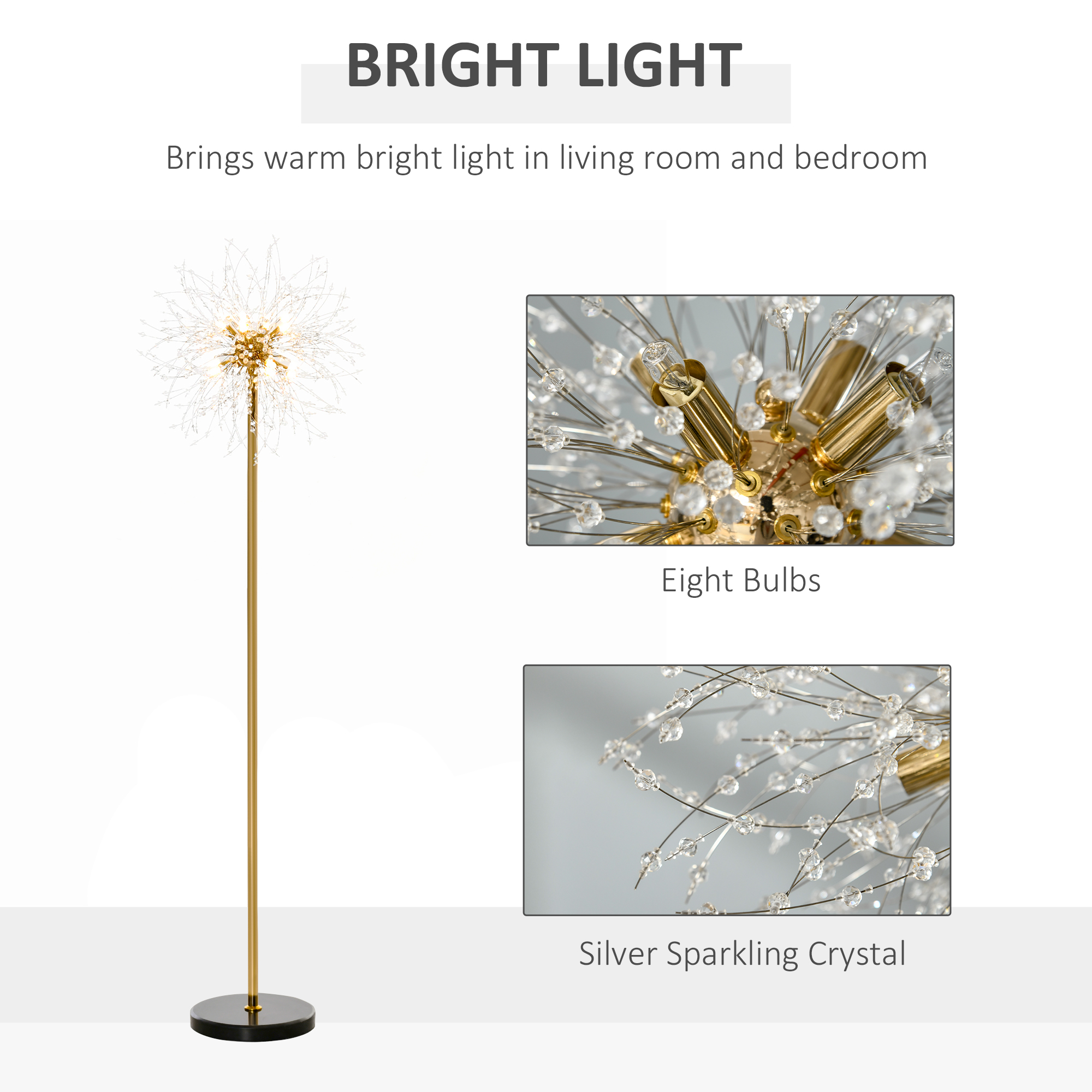 HOMCOM Modern Floor Lamp, Tall Standing Lamp with Dandelion-like Lampshade for Living Room