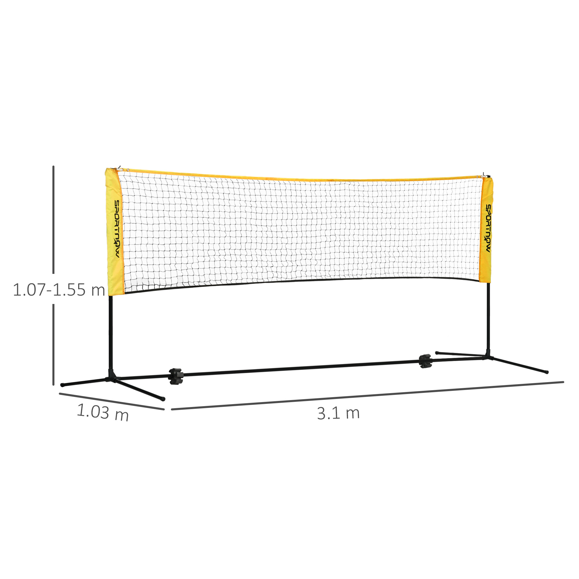 SPORTNOW Adjustable Height Badminton Net, 3m, Portable Outdoor Sports Net for Tennis, Pickleball, Volleyball, with Carry Bag