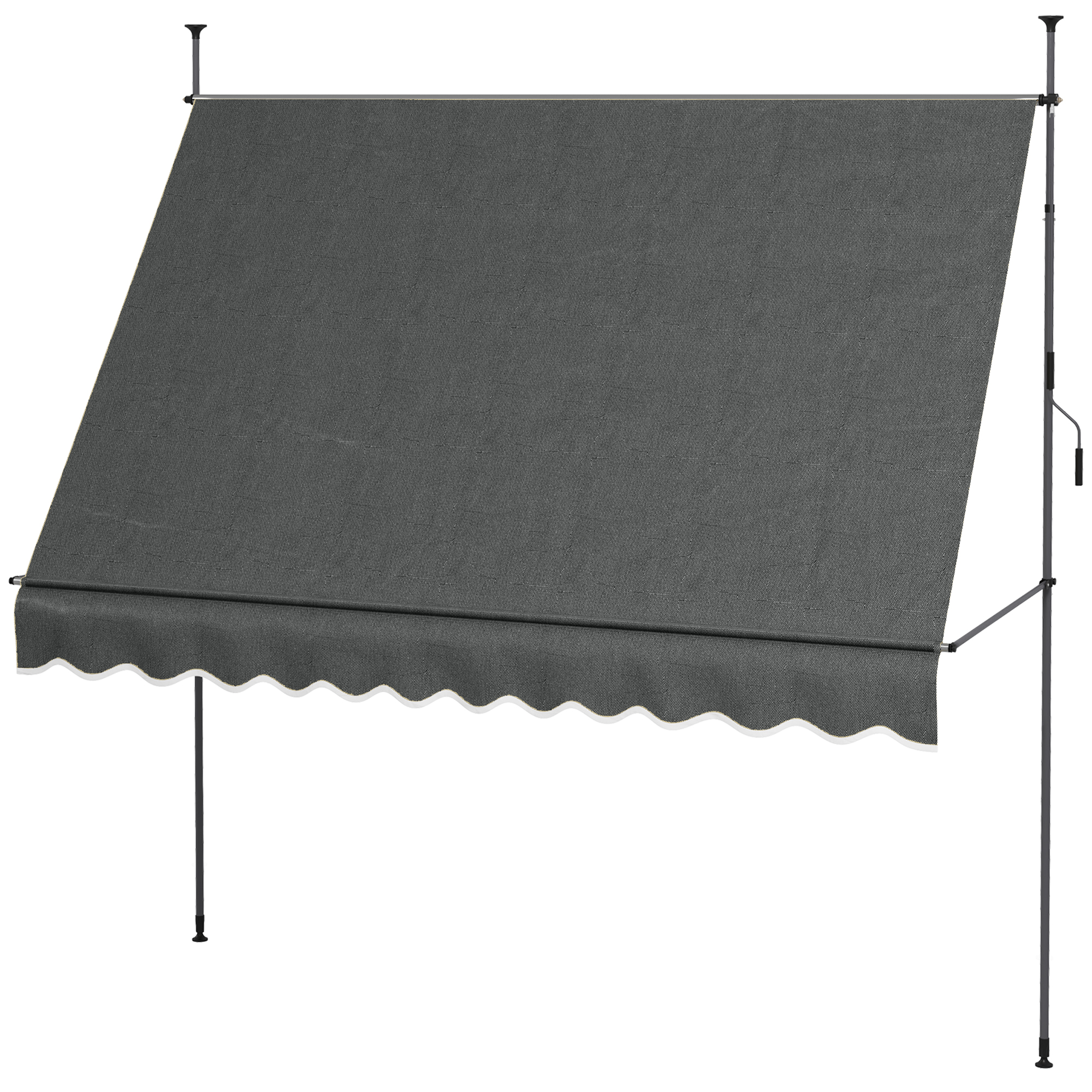 Outsunny Toldo Manual Retráctil para Balcón 300x120x210-300 cm con Manivela Altura Ajustable Impermeable y Anti-UV Gris Oscuro