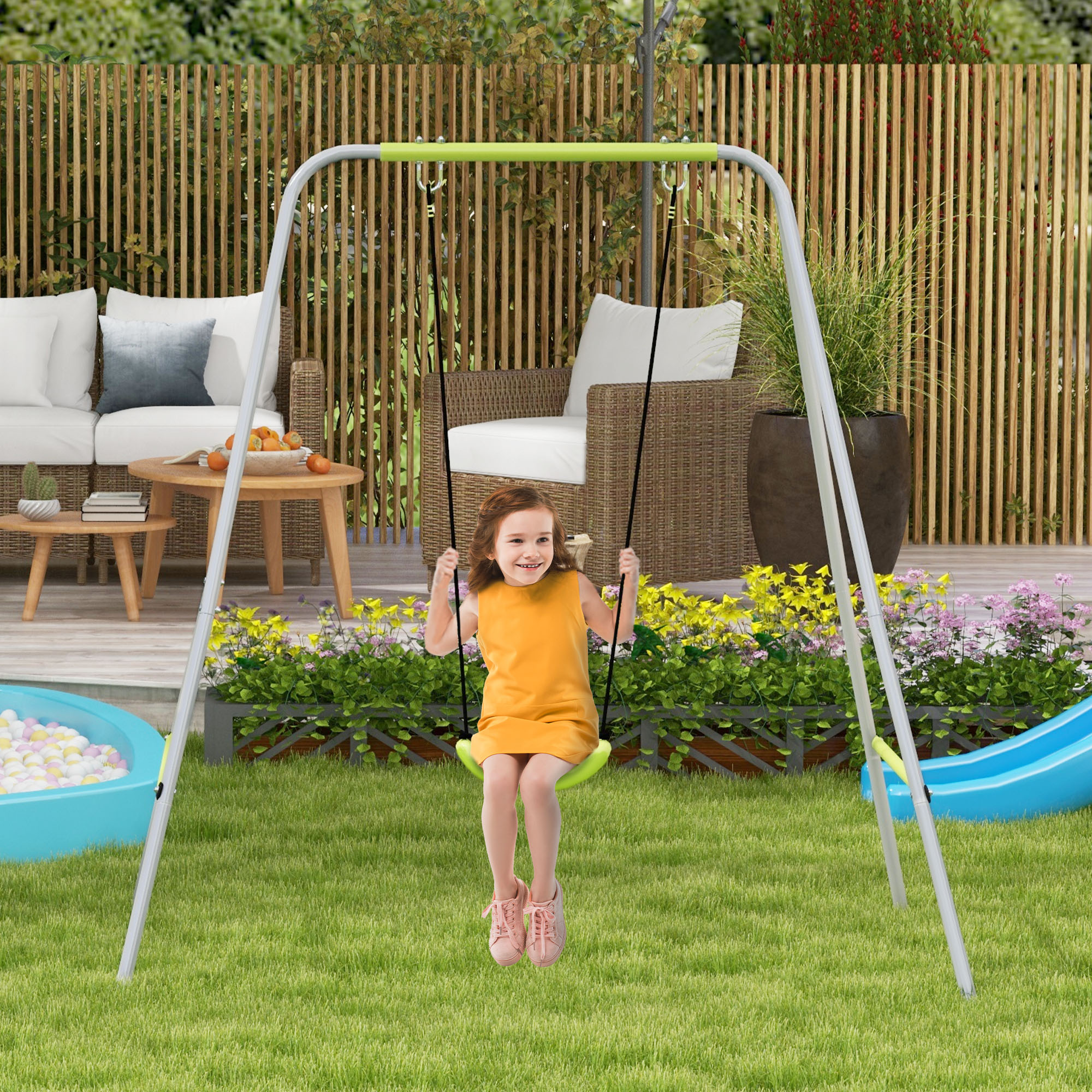 Outsunny Balançoire portique pour Enfant 2 en 1, Ceinture de sécurité à 5 Points, balançoire pour Enfant intérieure/extérieure, Facile à Assembler Outsunny Balançoire portique pour Enfant 2 en 1, Ceinture de sécurité à 5 Points, balançoire pour Enfant intérieure/extérieure, Facile à Assembler
