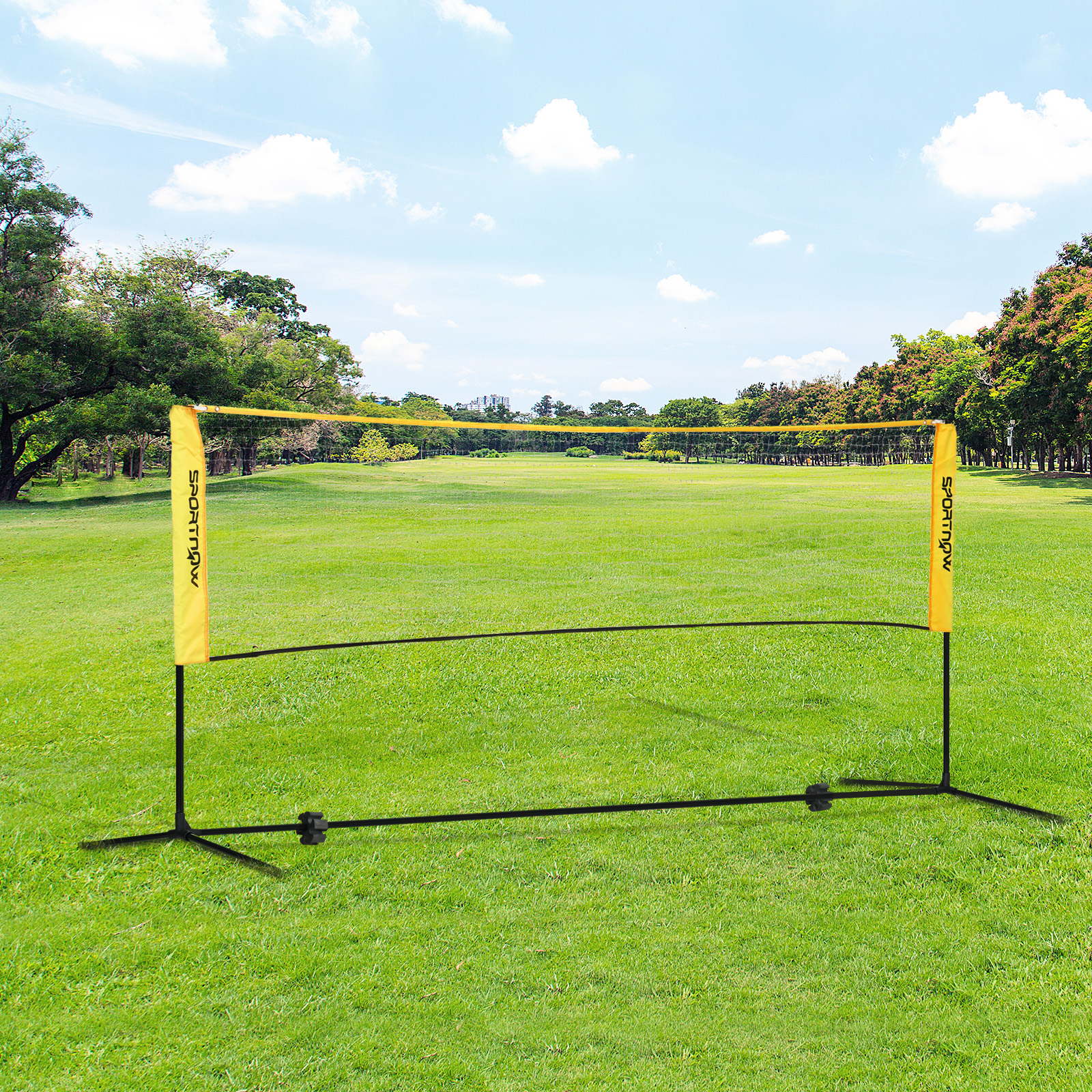 SPORTNOW Adjustable Height Badminton Net, 3m, Portable Outdoor Sports Net for Tennis, Pickleball, Volleyball, with Carry Bag