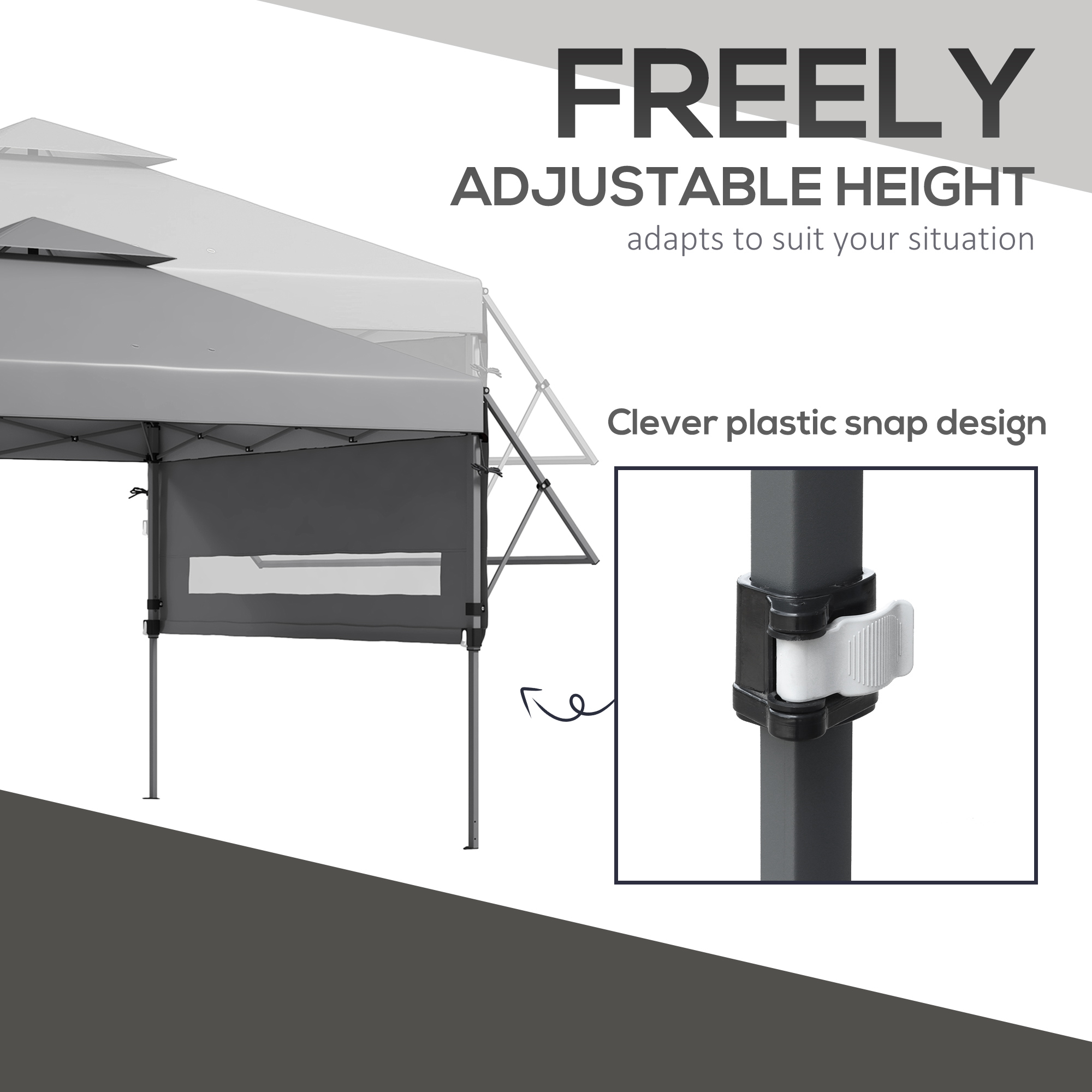 Outsunny 5 x 3(m) Pop Up Gazebo with Extend Dual Awnings, 1 Person Easy up Marquee Party Tent with 1-Button Push, Double Roof, Sandbags,