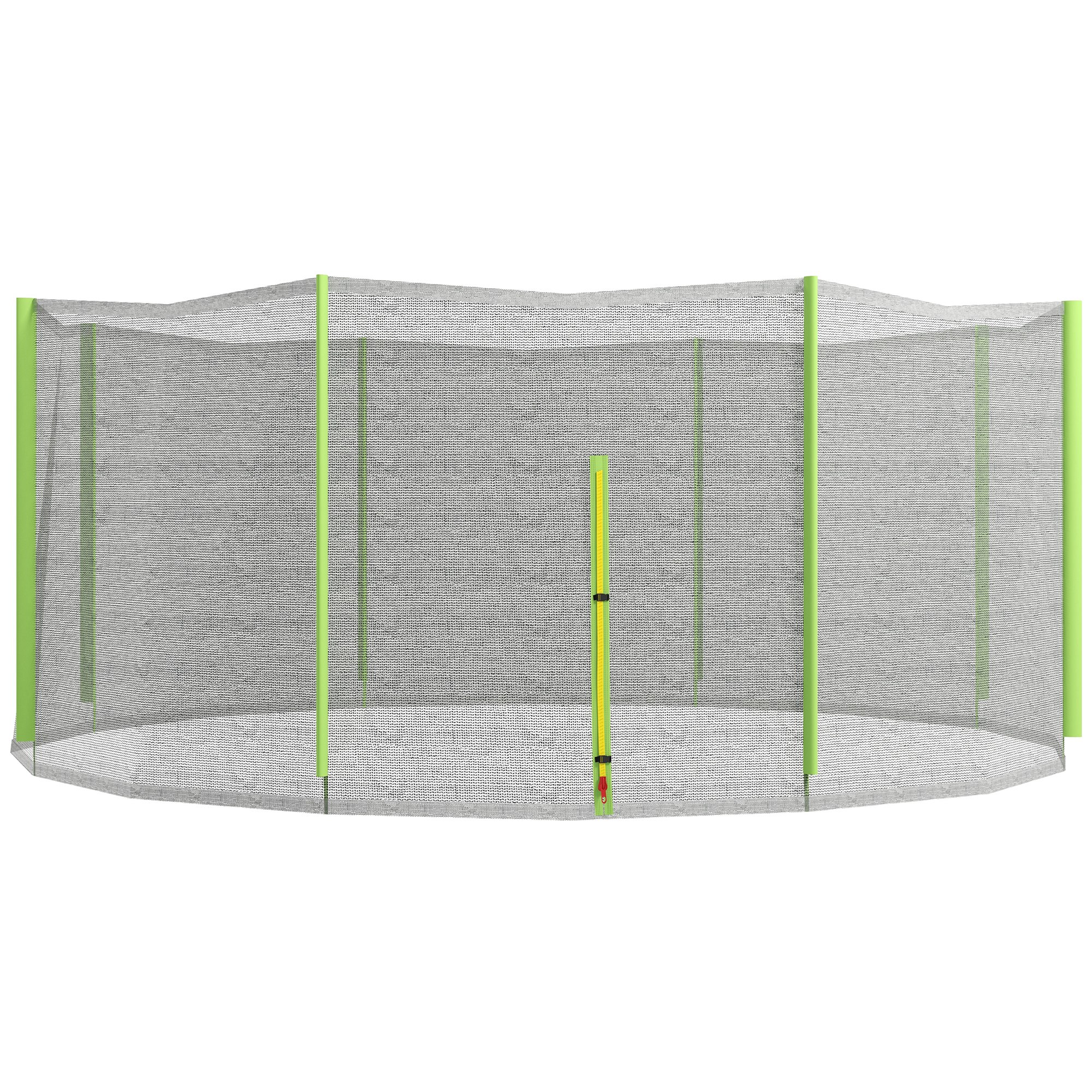 SPORTNOW Rete di Protezione per Trampolini a 8 Pali con Ingresso con Cerniera, in PE, Ø366x180 cm, Nero e Verde Aosom