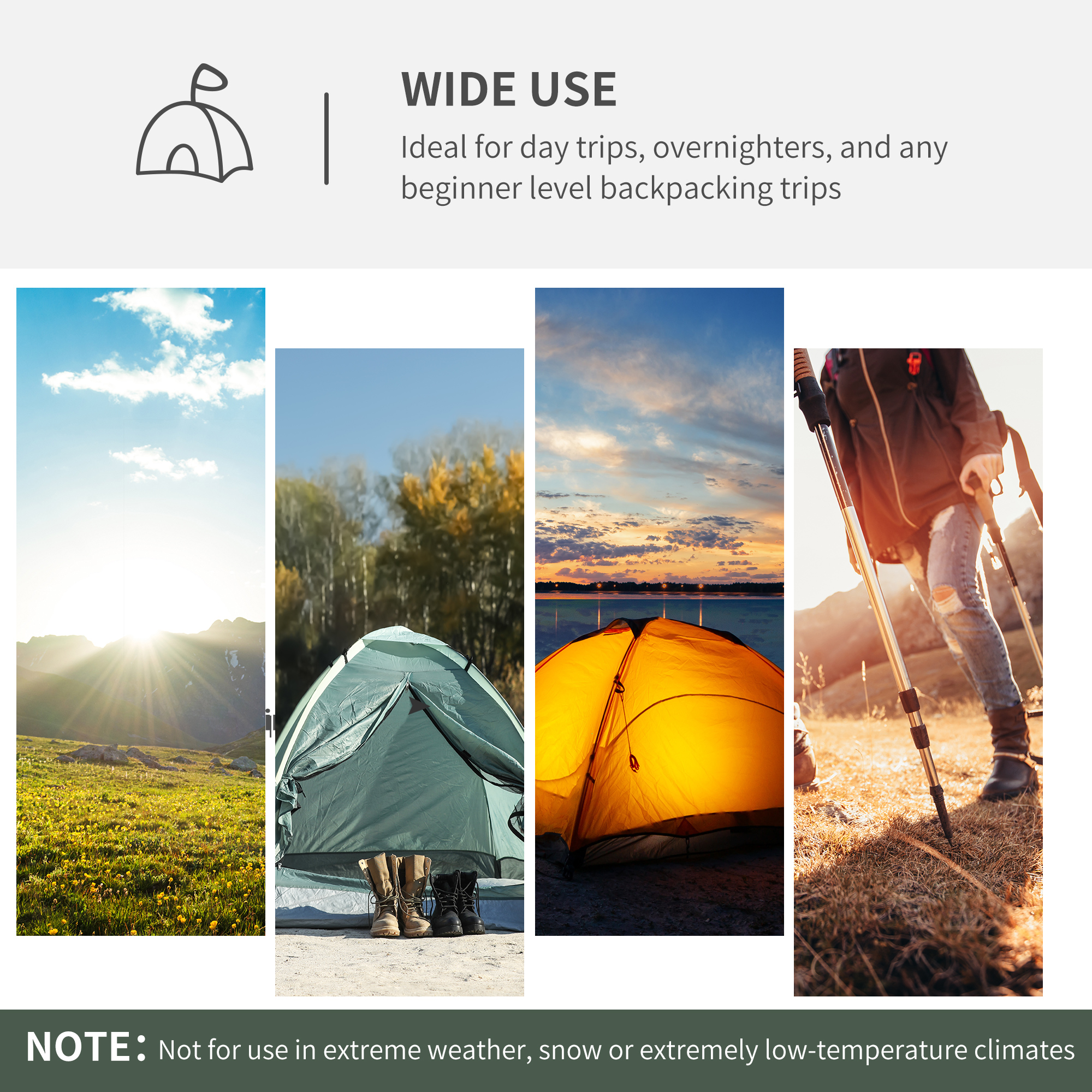 Outsunny Waterproof 2-Person Dome Camping Tent with Large Viewing Windows, Quick Setup, Blue and Grey