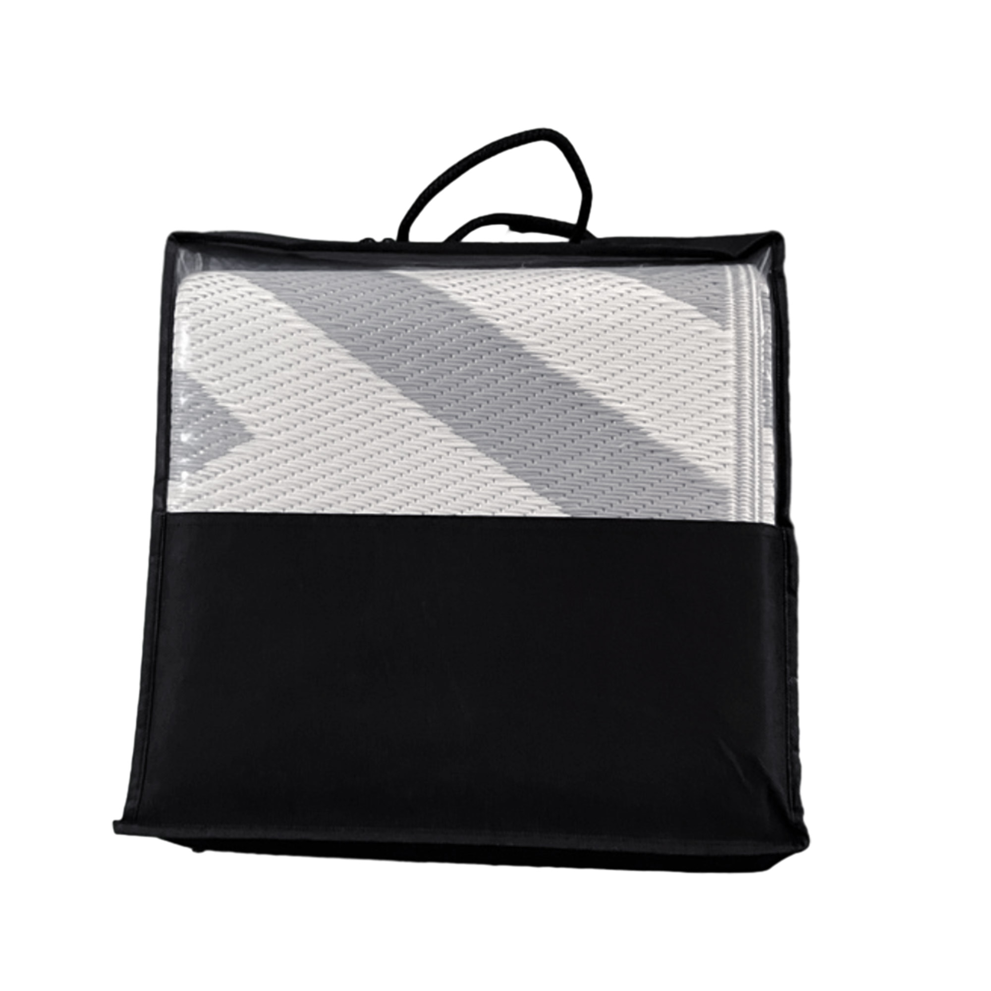 Outsunny Reversible Outdoor Rug, Plastic Straw, Portable with Carry Bag, 182 x 274cm, Grey and Cream
