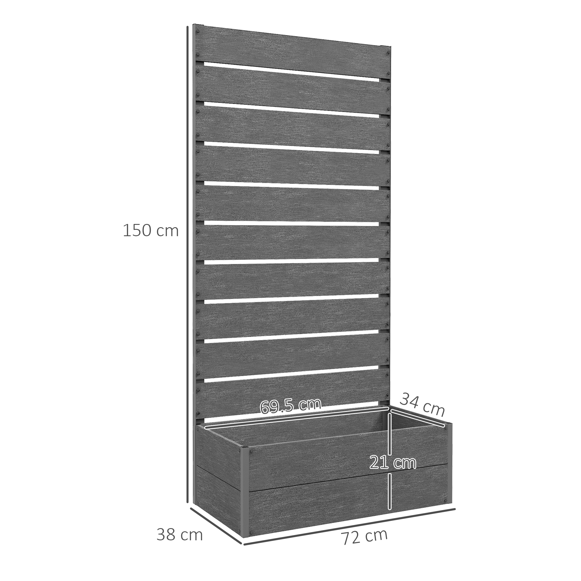Outsunny Garden Planter with Trellis for Climbing Plants, Vines, Flowers, Freestanding Raised Bed for Outdoor, Patio, Planter Box