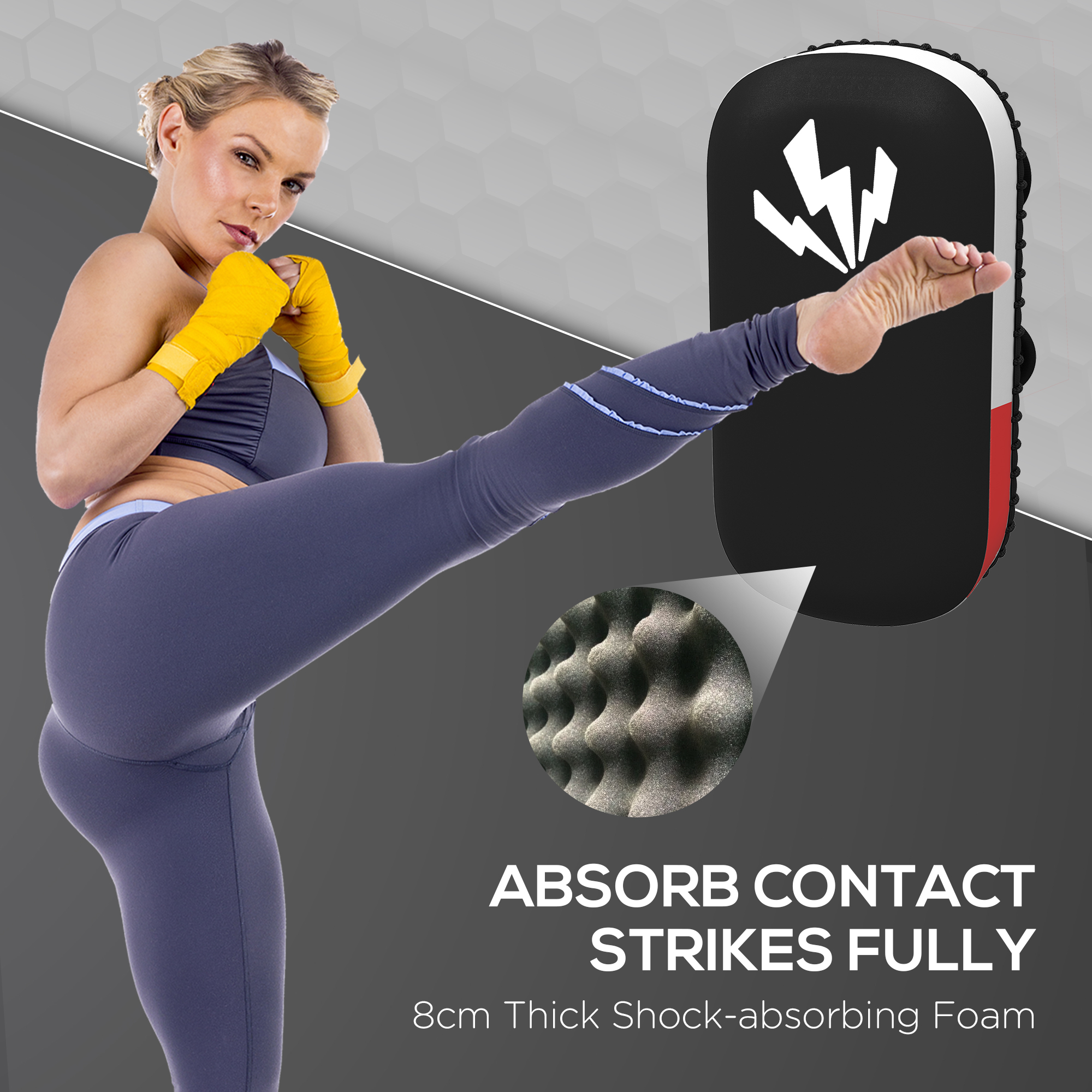 SPORTNOW Kick Shield for Martial Arts Training, Thick Padding, for Muay Thai, Karate, Taekwondo, Kickboxing, Black