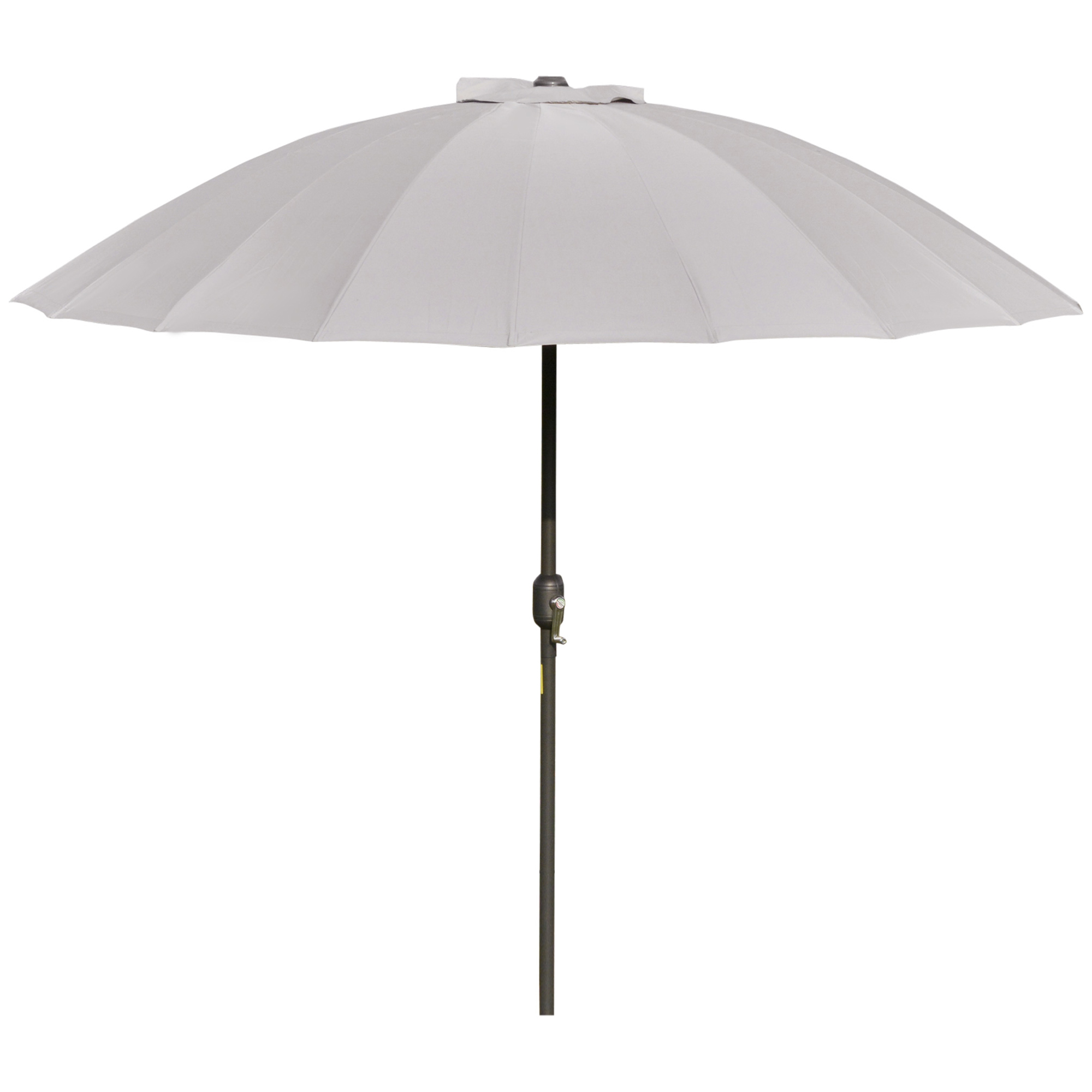 Outsunny Sombrilla de Jardín Ø250x240 cm con Manivela Parasol con Ángulo Inclinable con 18 Varillas para Exterior Gris Claro