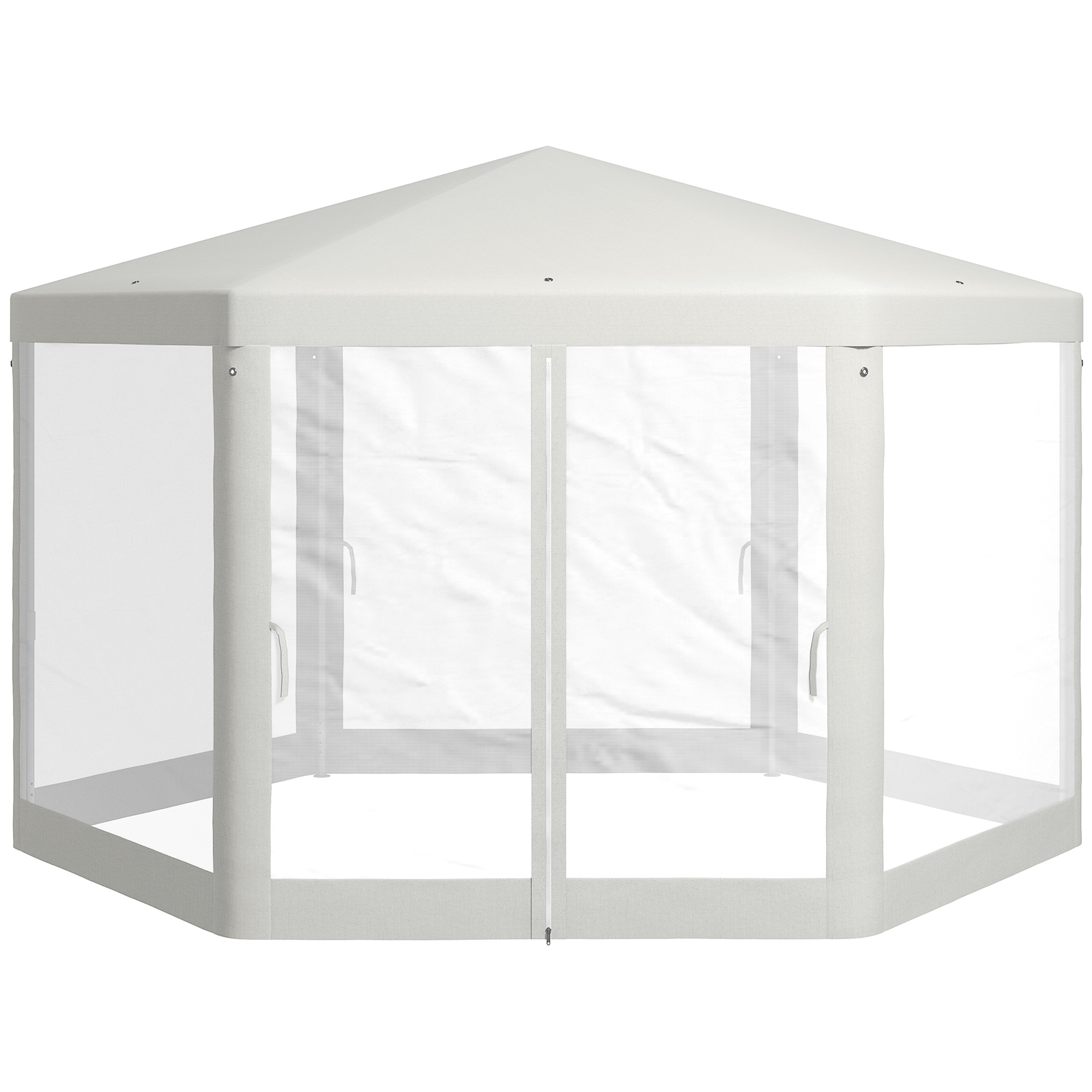Outsunny Gazebo da Giardino Esagonale con Doppio Ingresso, in Metallo e Poliestere, 3.94x3.94x2.5 m, Crema Aosom