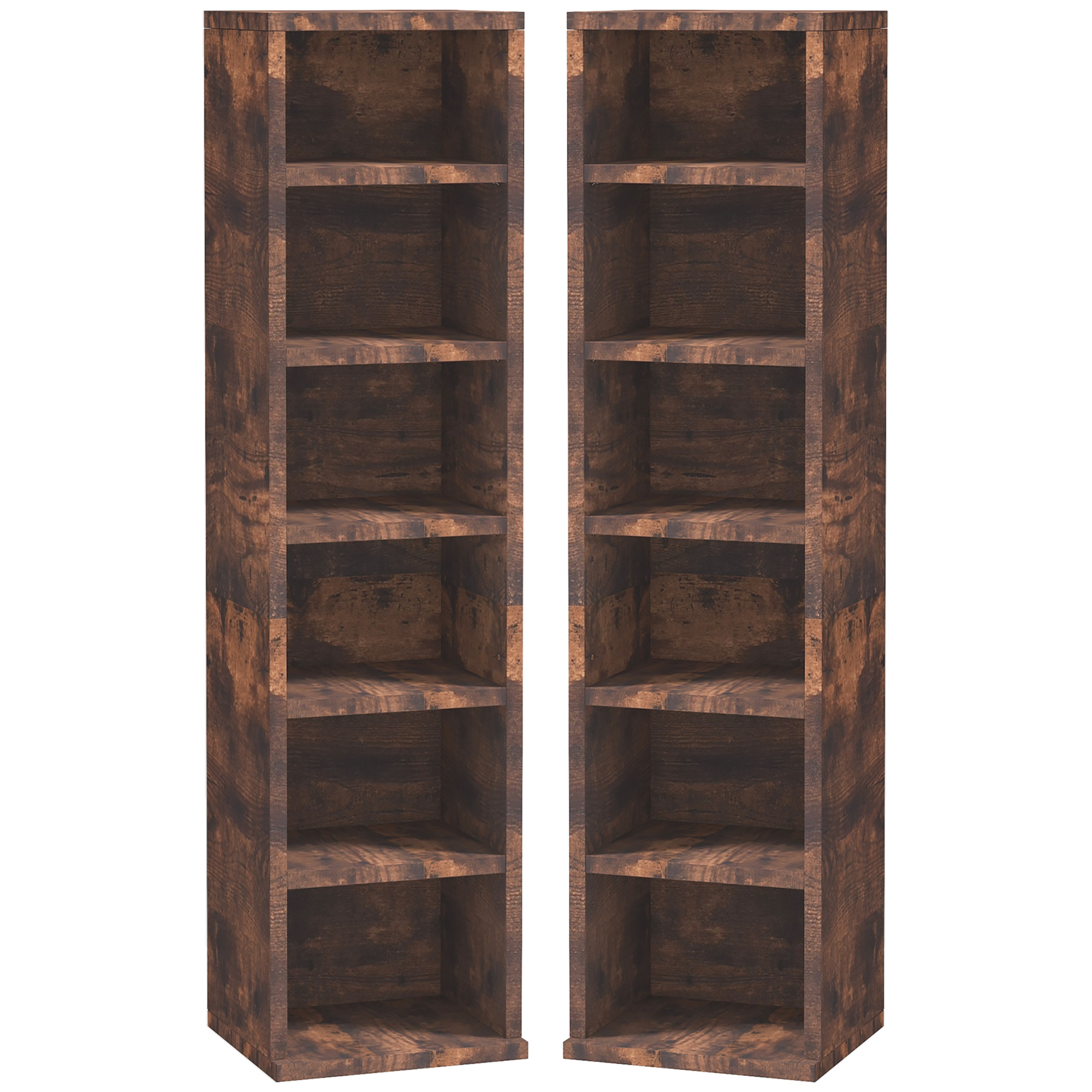 HOMCOM CD Media Display Shelf Unit Tower Rack with Adjustable Shelves, Set of 2