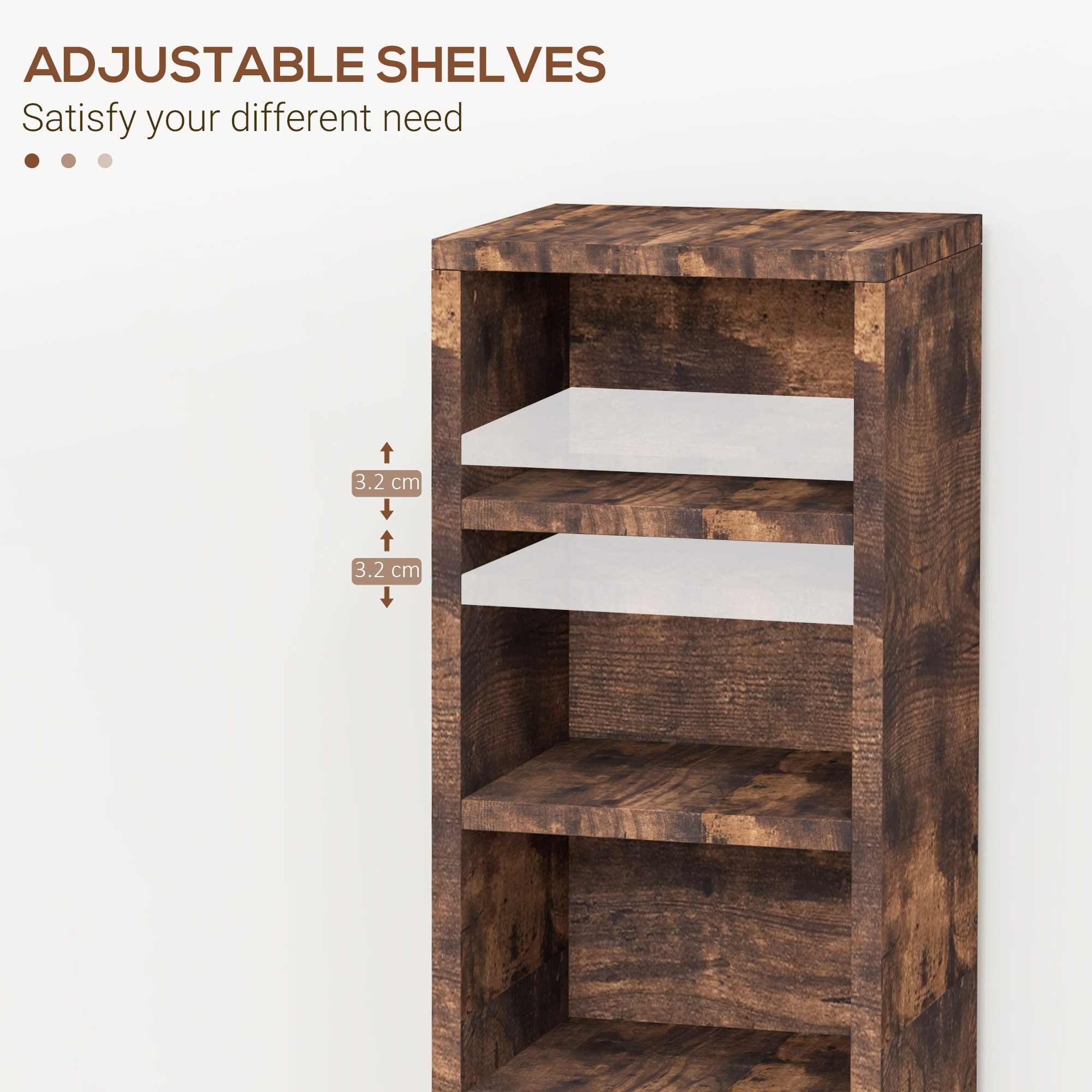HOMCOM CD Media Display Shelf Unit Tower Rack with Adjustable Shelves, Set of 2