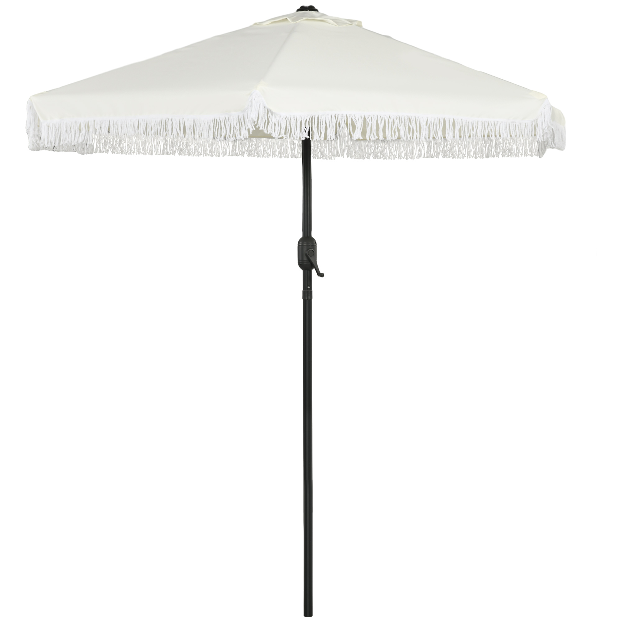 Safavieh Ombrellone Rotondo Da Giardino 9 Piedi (274 Cm) Con Doppia Manovella - Grigio E Bianco, Protezione UV, Per Patio E Piscina