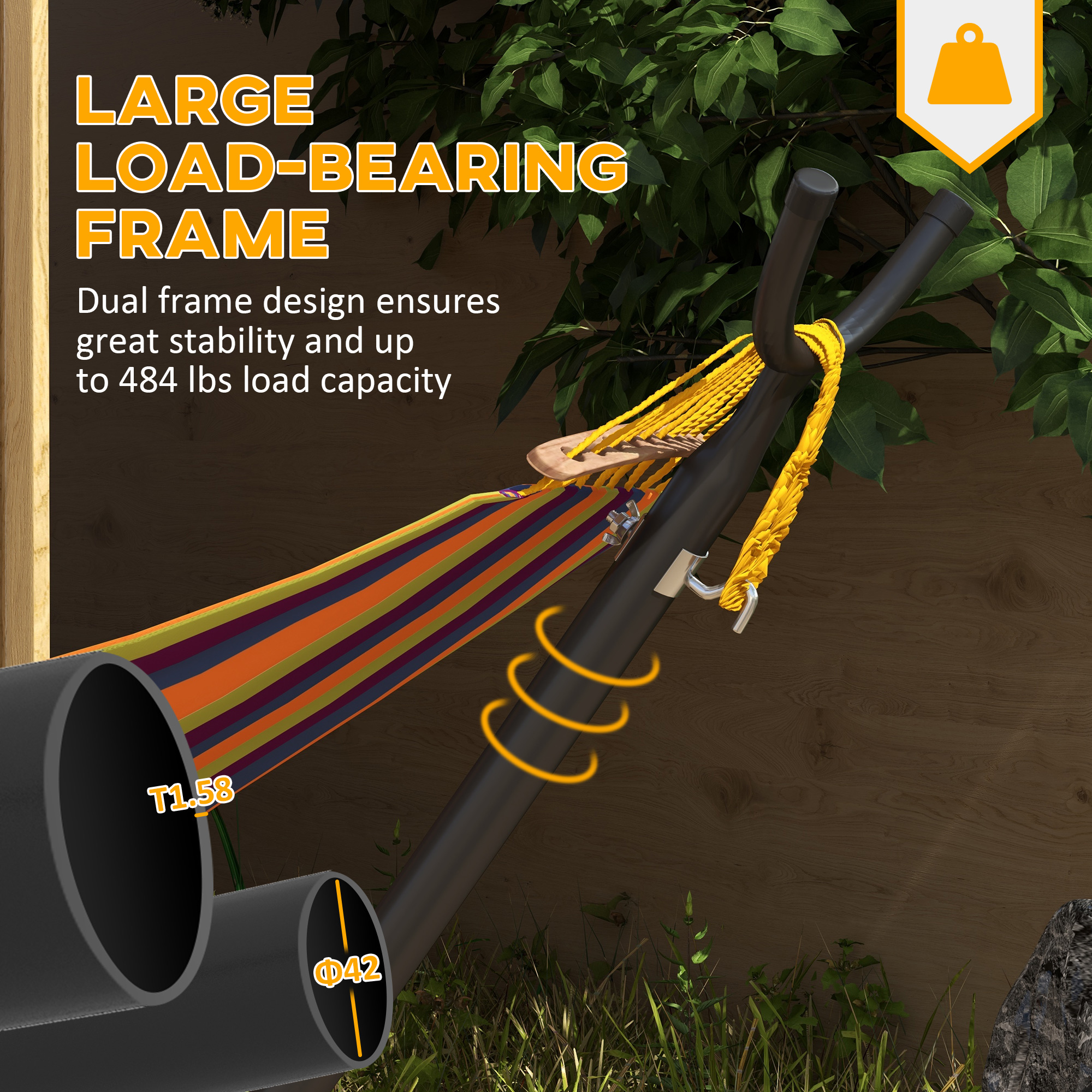Outsunny Portable Hammock Stand, 9.5ft Adjustable Hammock Net Stand with Wheels & Carry Bag, Suitable for String-style & Brazilian-style Hammocks.