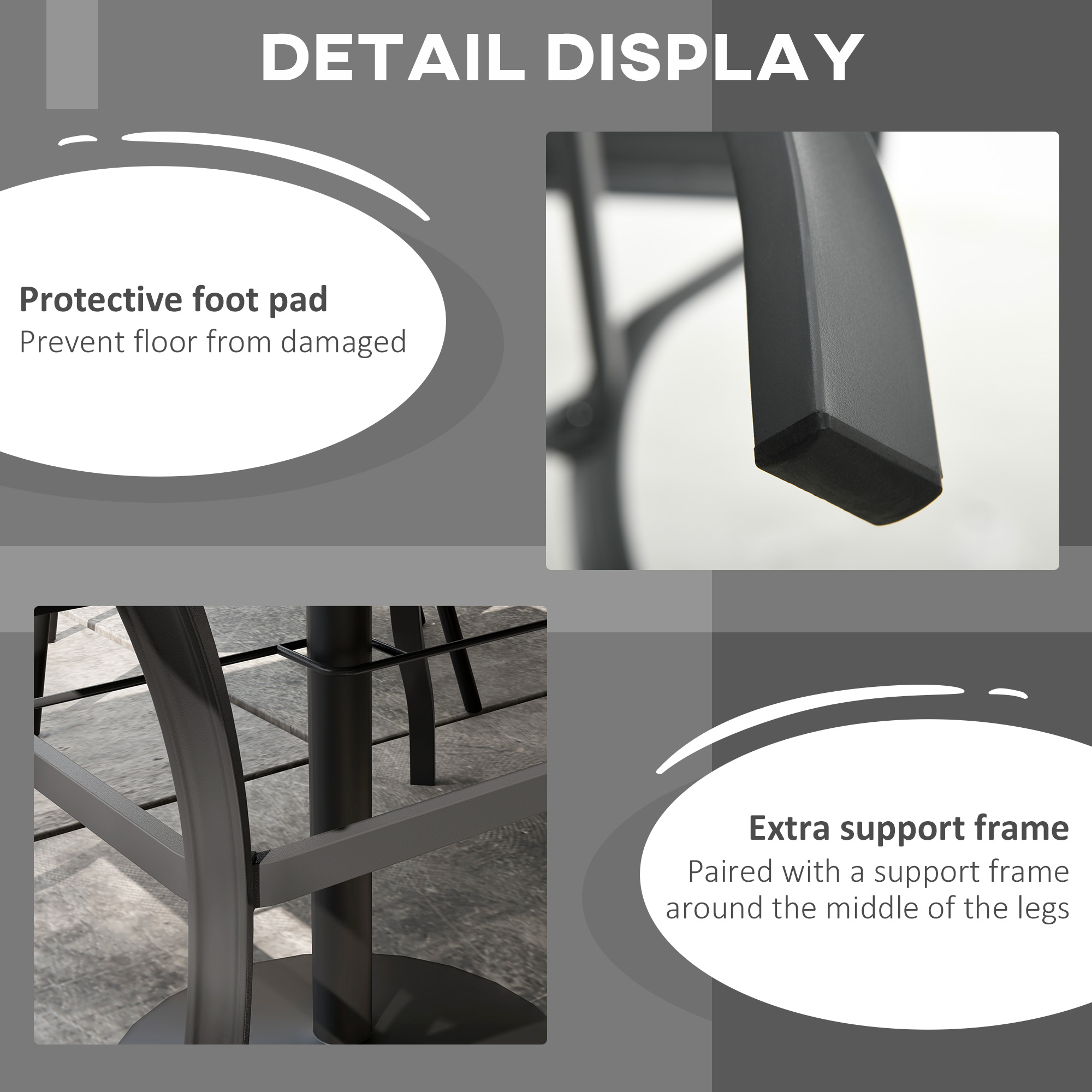 Outsunny Outdoor Dining Table 94x94cm with Parasol Hole, Four-Seater Garden Table with Slatted Metal Plate Top, Dark Grey