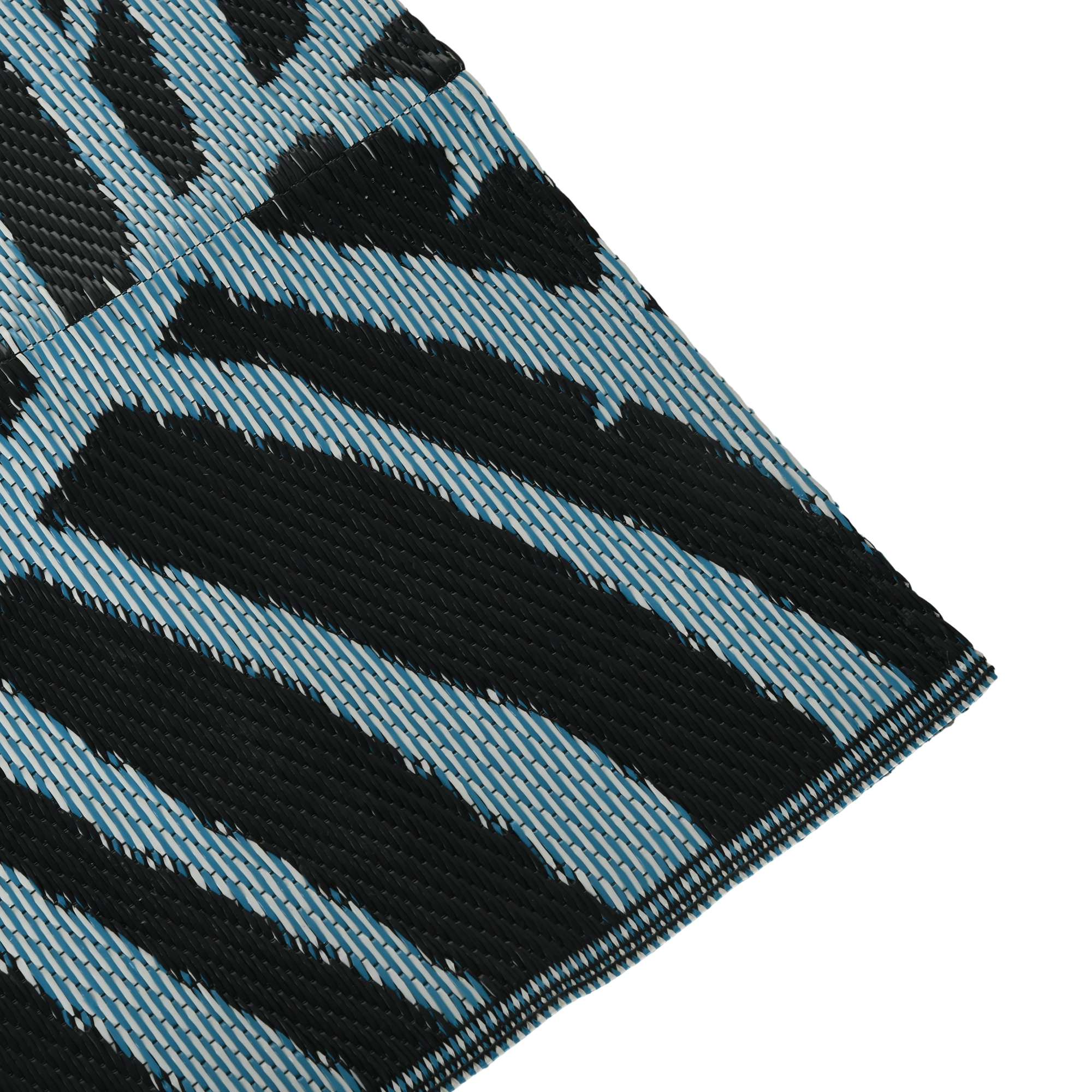 Outsunny Plastic Straw Reversible RV Outdoor Rug with Carry Bag, 182 x 274cm, Blue and Black