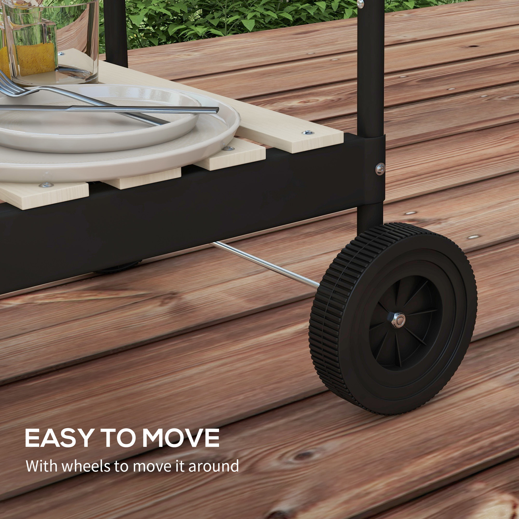Outsunny Outdoor 5-Level Grill Height Charcoal Barbecue Grill Trolley, Red