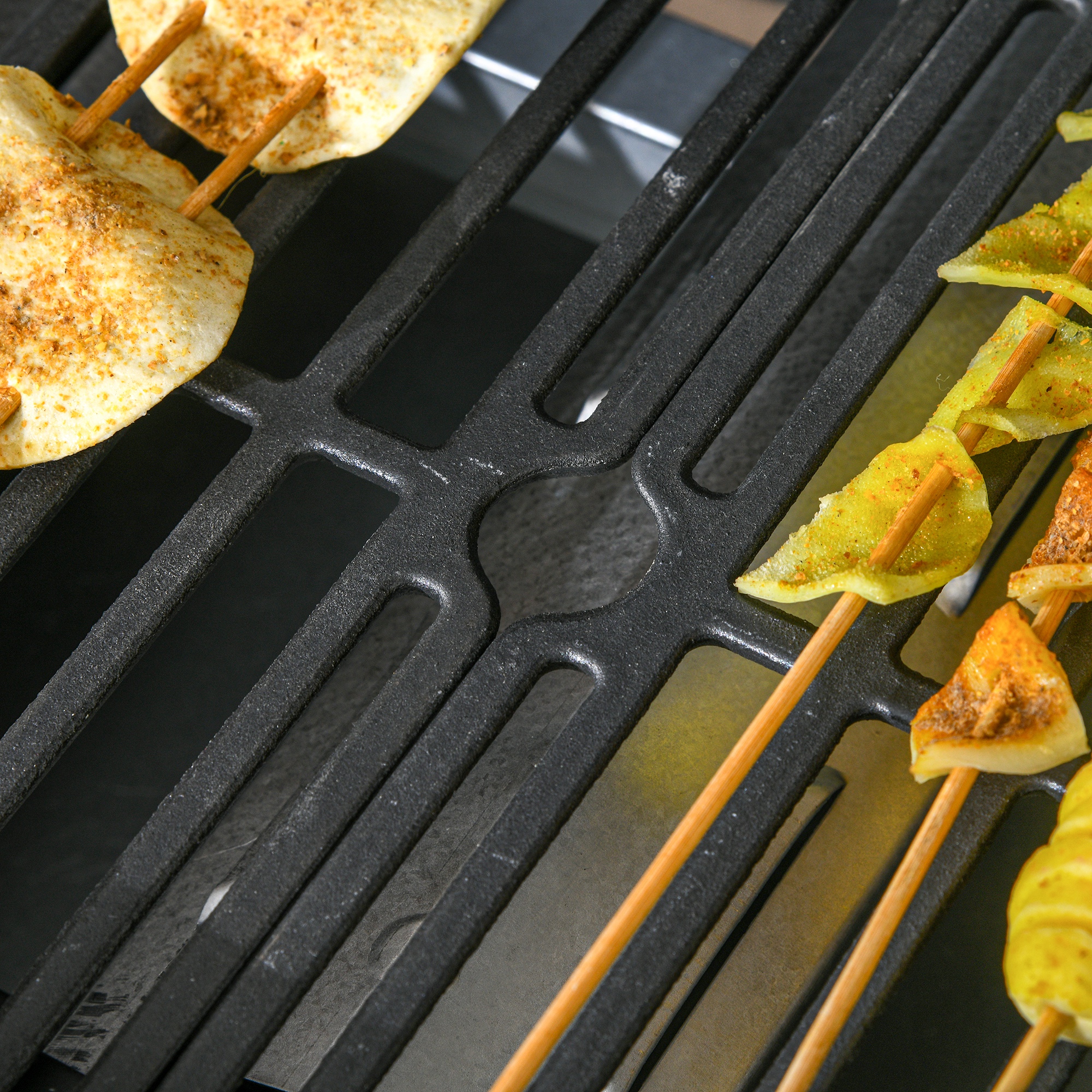 Outsunny Gas Barbecue Grill 3+1 Burner Garden Smoker BBQ Trolley w/ Side Burner Warming Rack Side Shelves Piezo Ignition Thermometer
